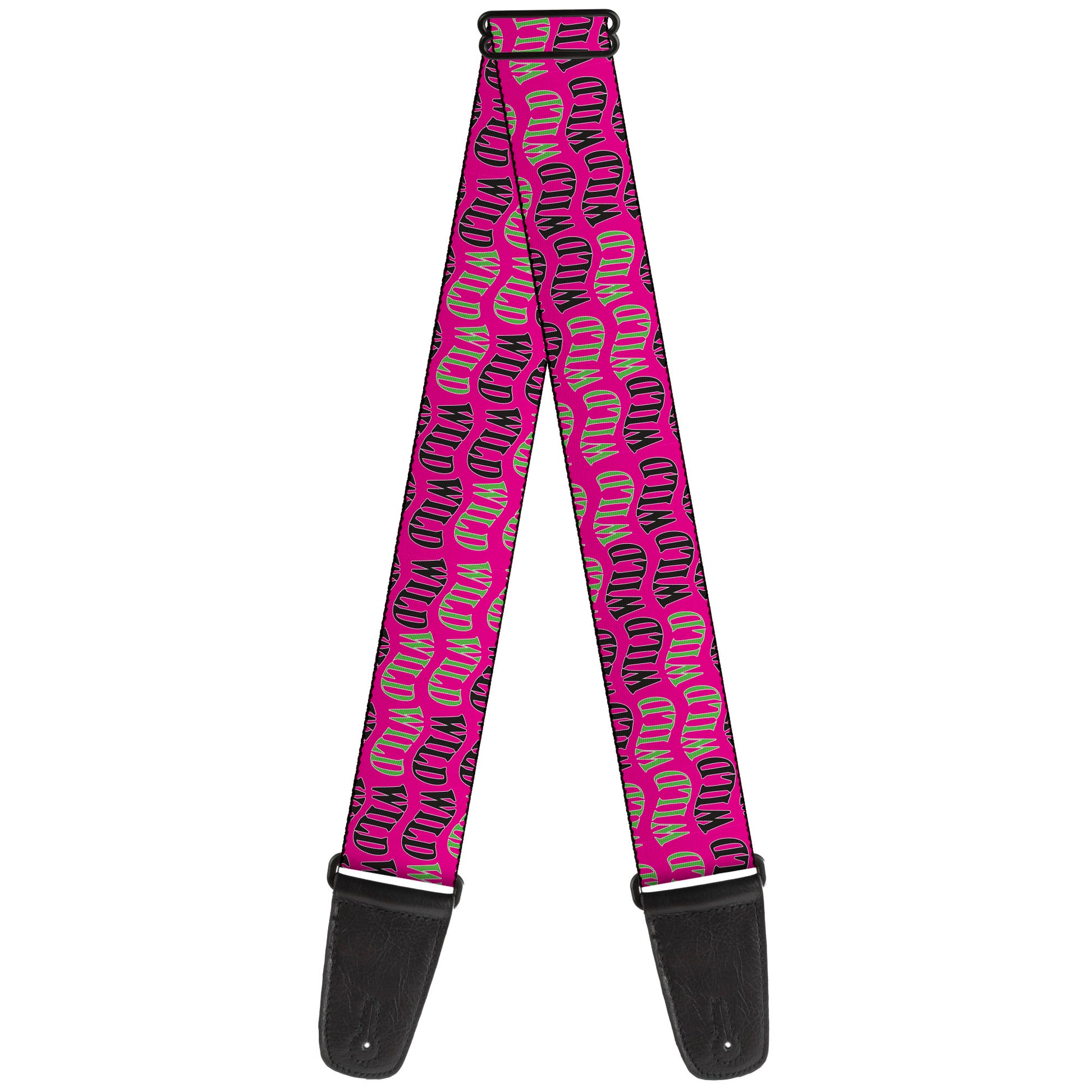 Guitar Strap - Wheel of Fortune WILD Text Wave Pink/Green/Black Guitar Straps Wheel of Fortune