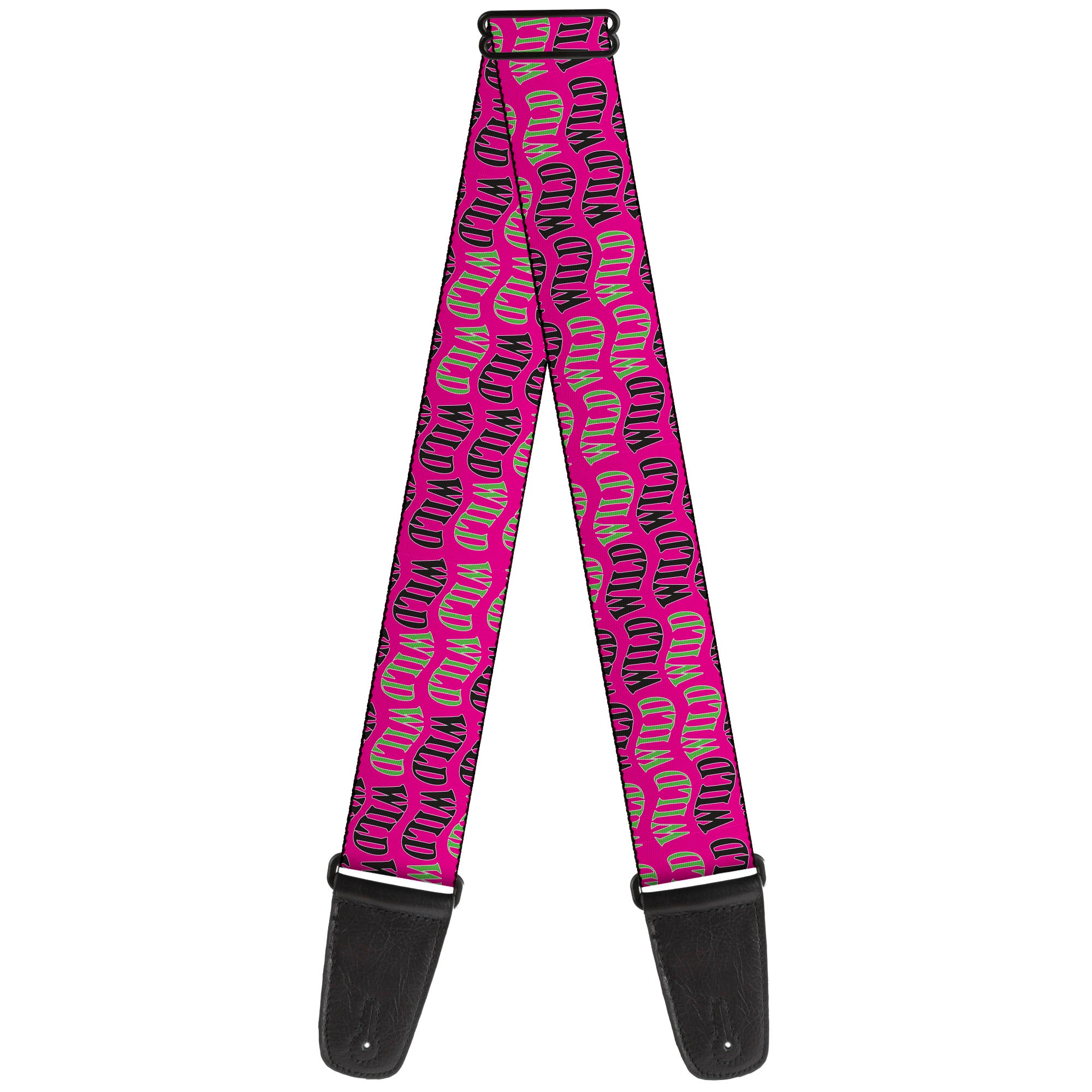 Guitar Strap - Wheel of Fortune WILD Text Wave Pink/Green/Black Guitar Straps Wheel of Fortune