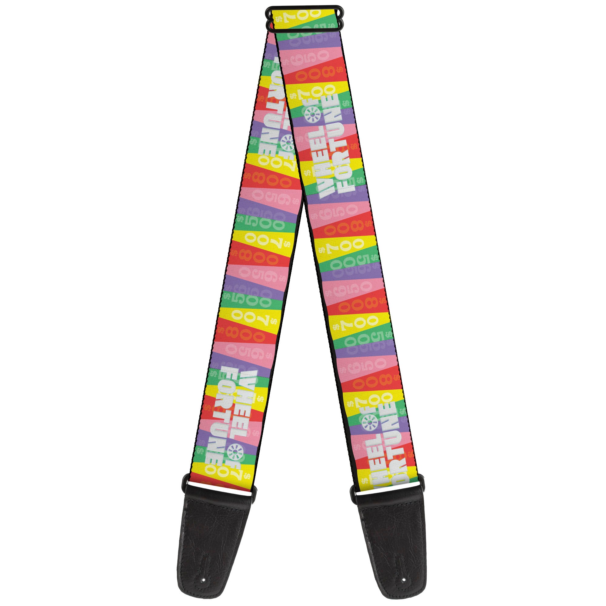 Guitar Strap - WHEEL OF FORTUNE Cash Prize Wedges Multi Color/White Guitar Straps Wheel of Fortune