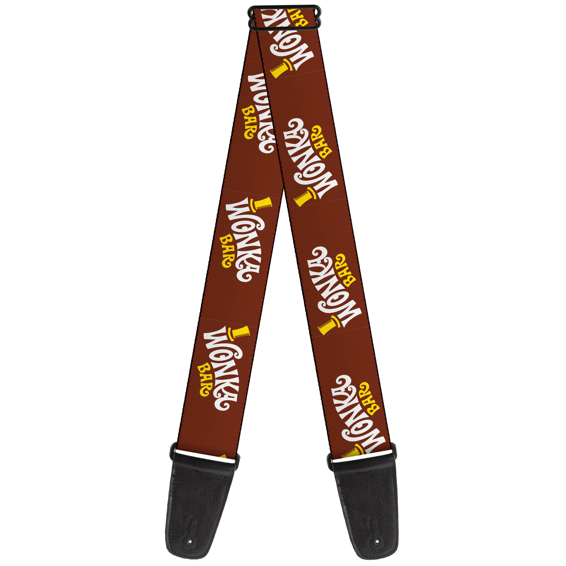 Guitar Strap - Willy Wonka and the Chocolate Factory WONKA BAR Logo Brown/Yellow/White Guitar Straps Willy Wonka and the Chocolate Factory