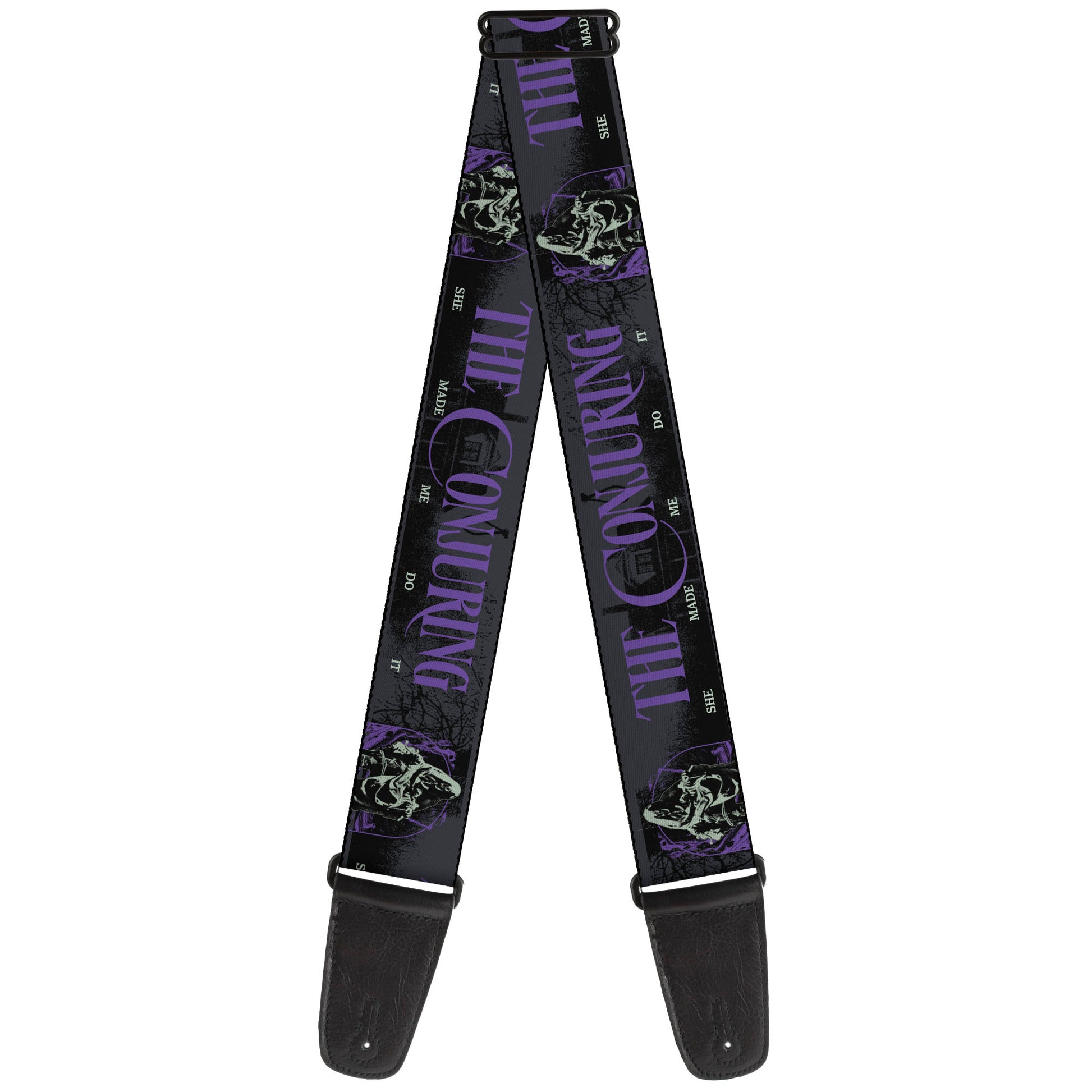 Guitar Strap - THE CONJURING SHE MADE ME DO IT Black/Gray/Purple Guitar Straps The Conjuring