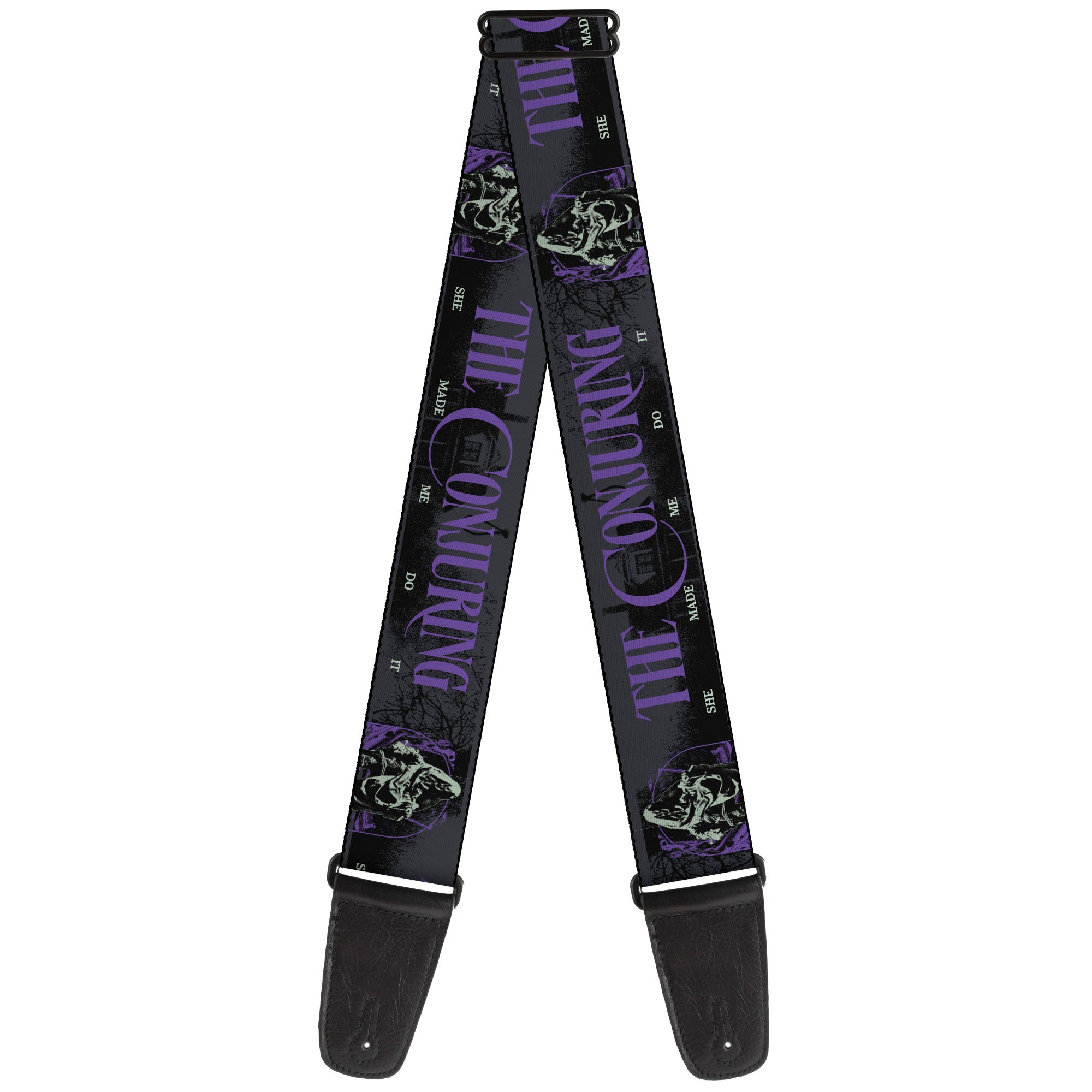 Guitar Strap - THE CONJURING SHE MADE ME DO IT Black/Gray/Purple Guitar Straps The Conjuring