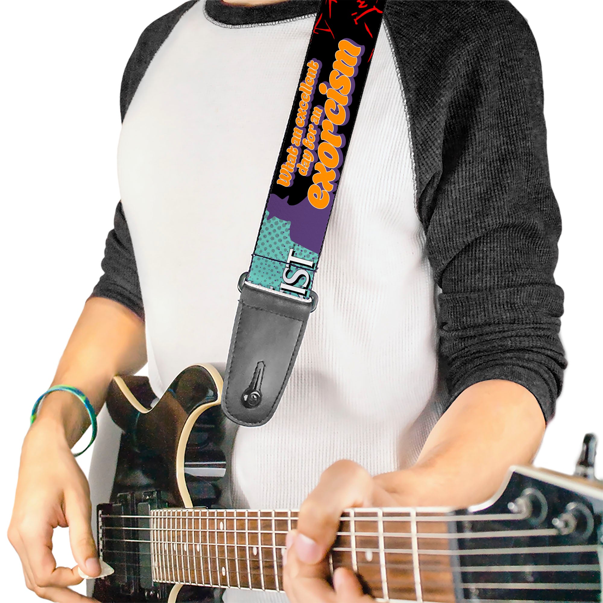 Guitar Strap - THE EXORCIST Regan Pop Art EXCELLENT DAY FOR AN EXORCISM Pose Guitar Straps The Exorcist