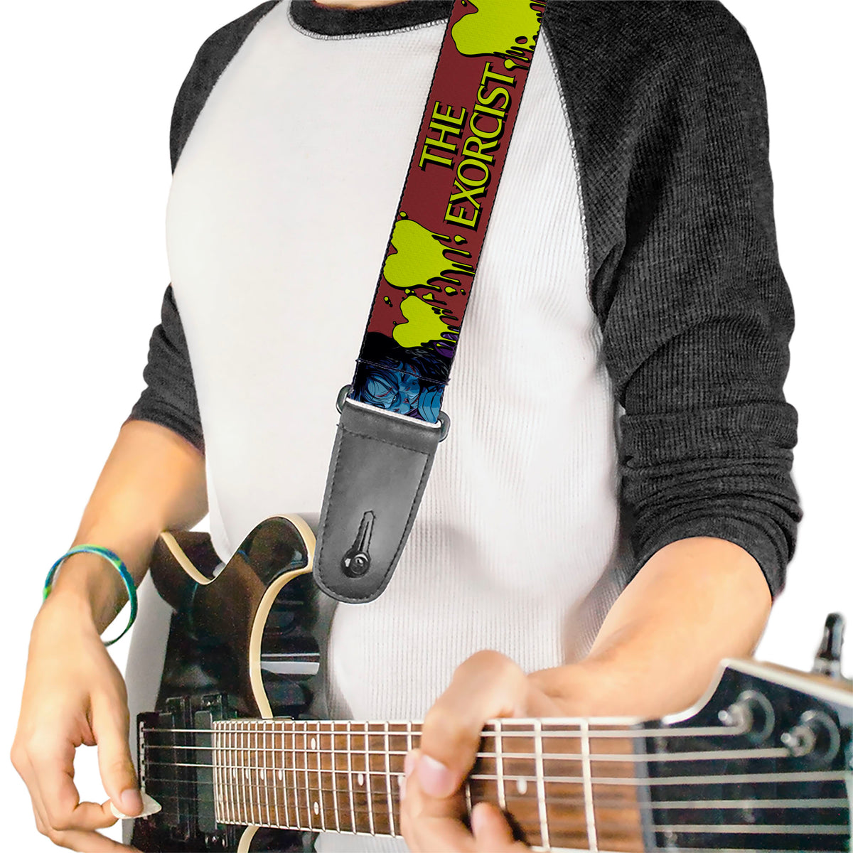 Guitar Strap - THE EXORCIST Regan YOU POSSESS MY HEART Pose Red/Yellow Guitar Straps The Exorcist