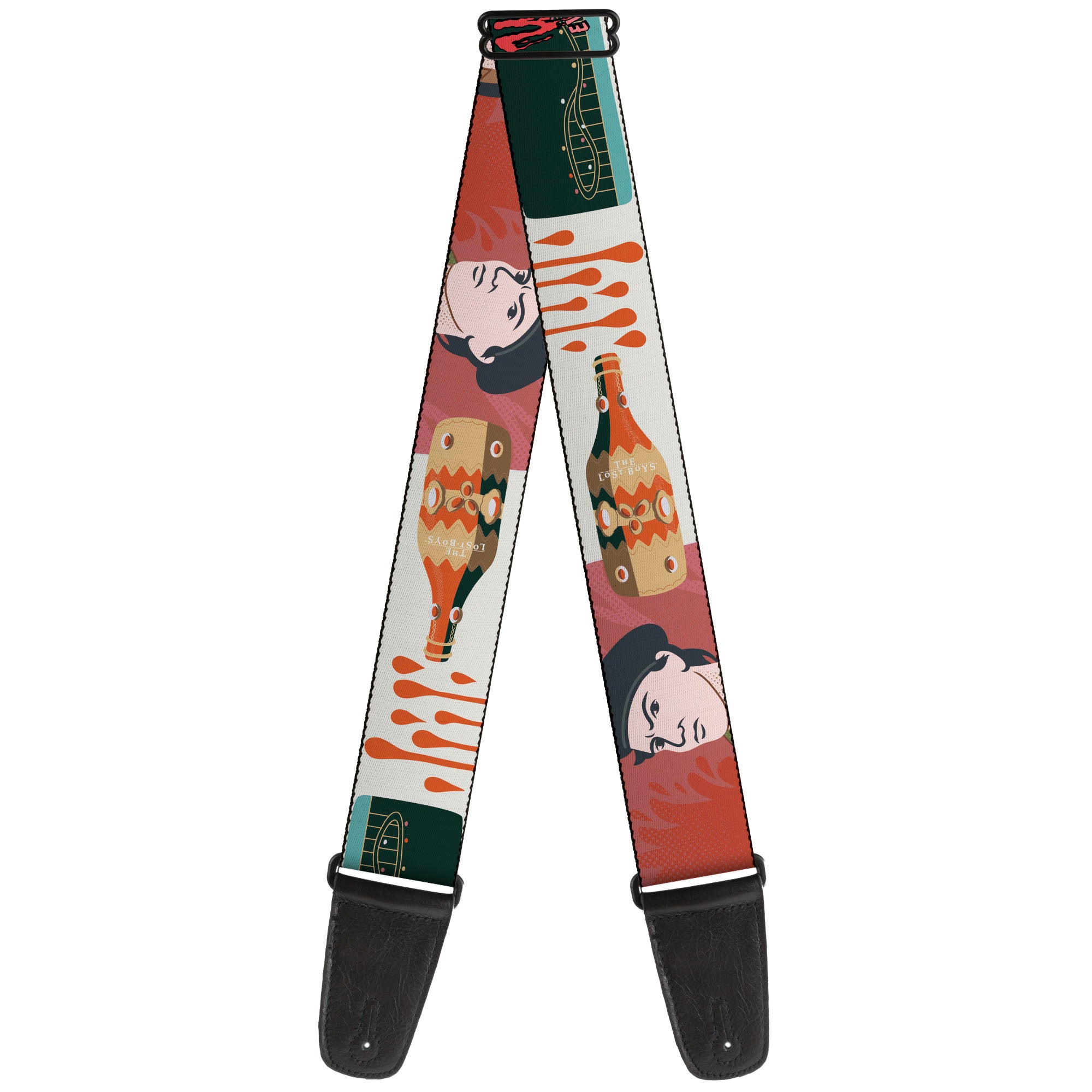 Guitar Strap - THE LOST BOYS Edgar and Alan Pop Art Icons Collage White Guitar Straps The Lost Boys
