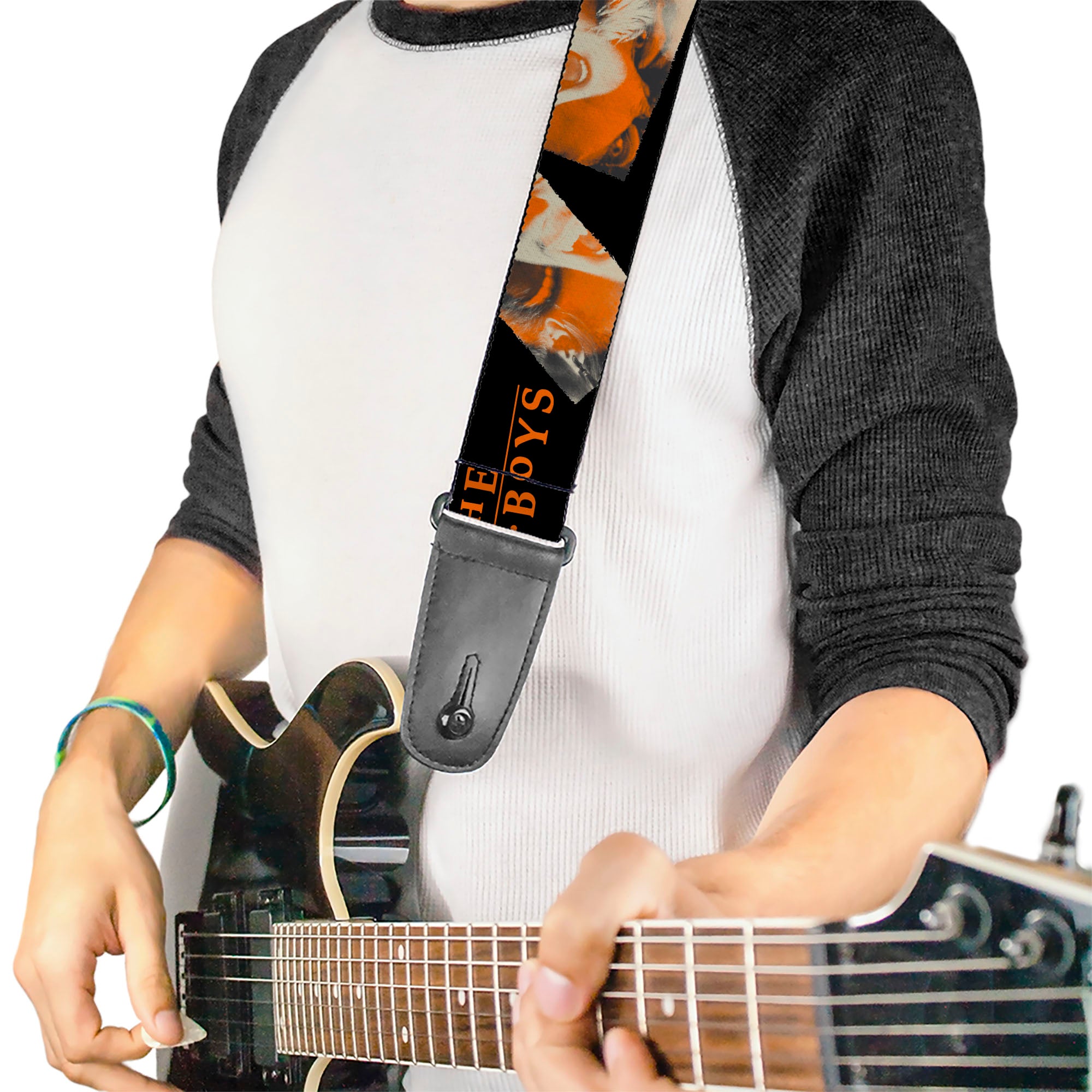 Guitar Strap - THE LOST BOYS David Pose Stacked and Title Logo Black/Red Guitar Straps The Lost Boys