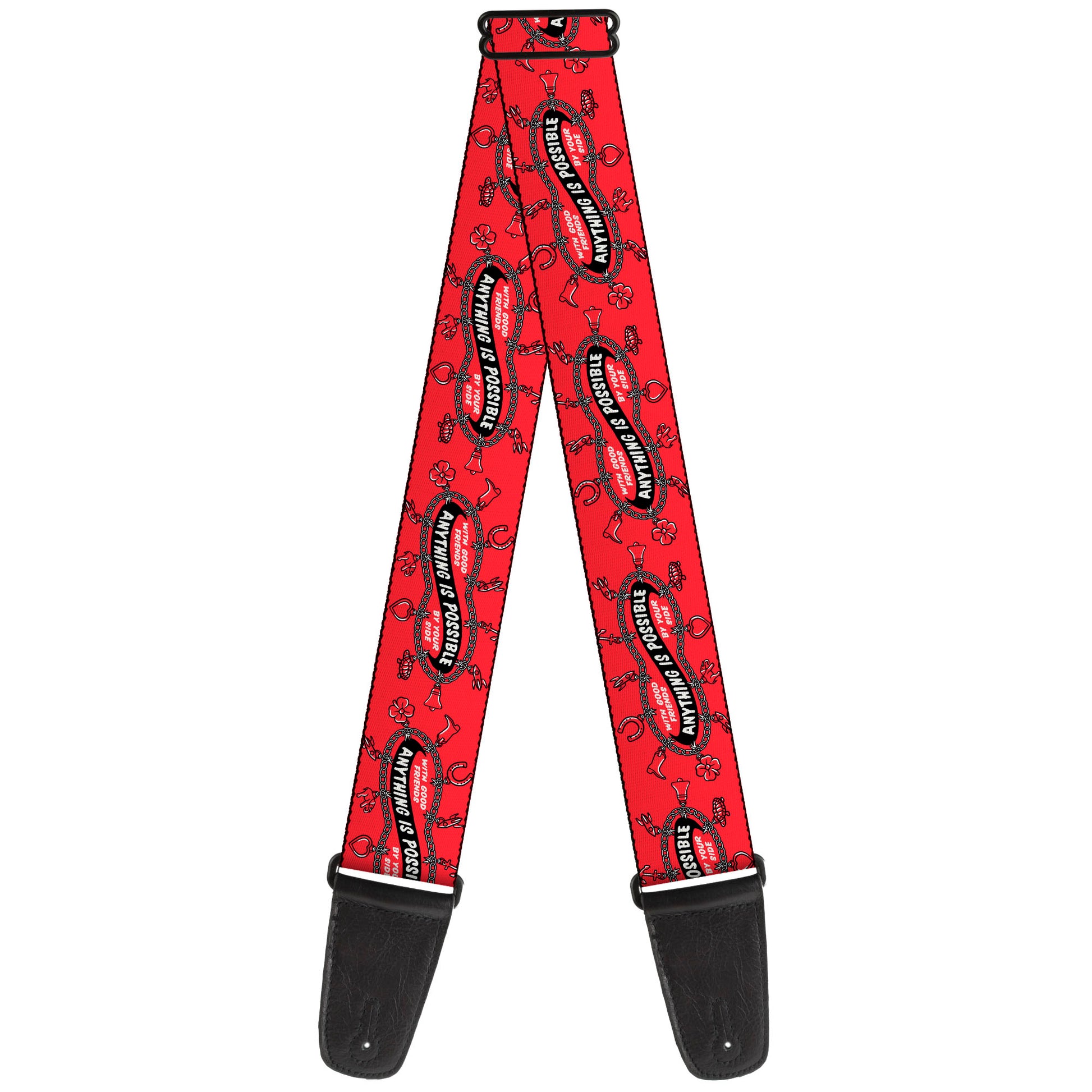 Guitar Strap - IT Welcome to Derry ANYTHING IS POSSIBLE Charm Bracelet Red/Black/White Guitar Straps IT