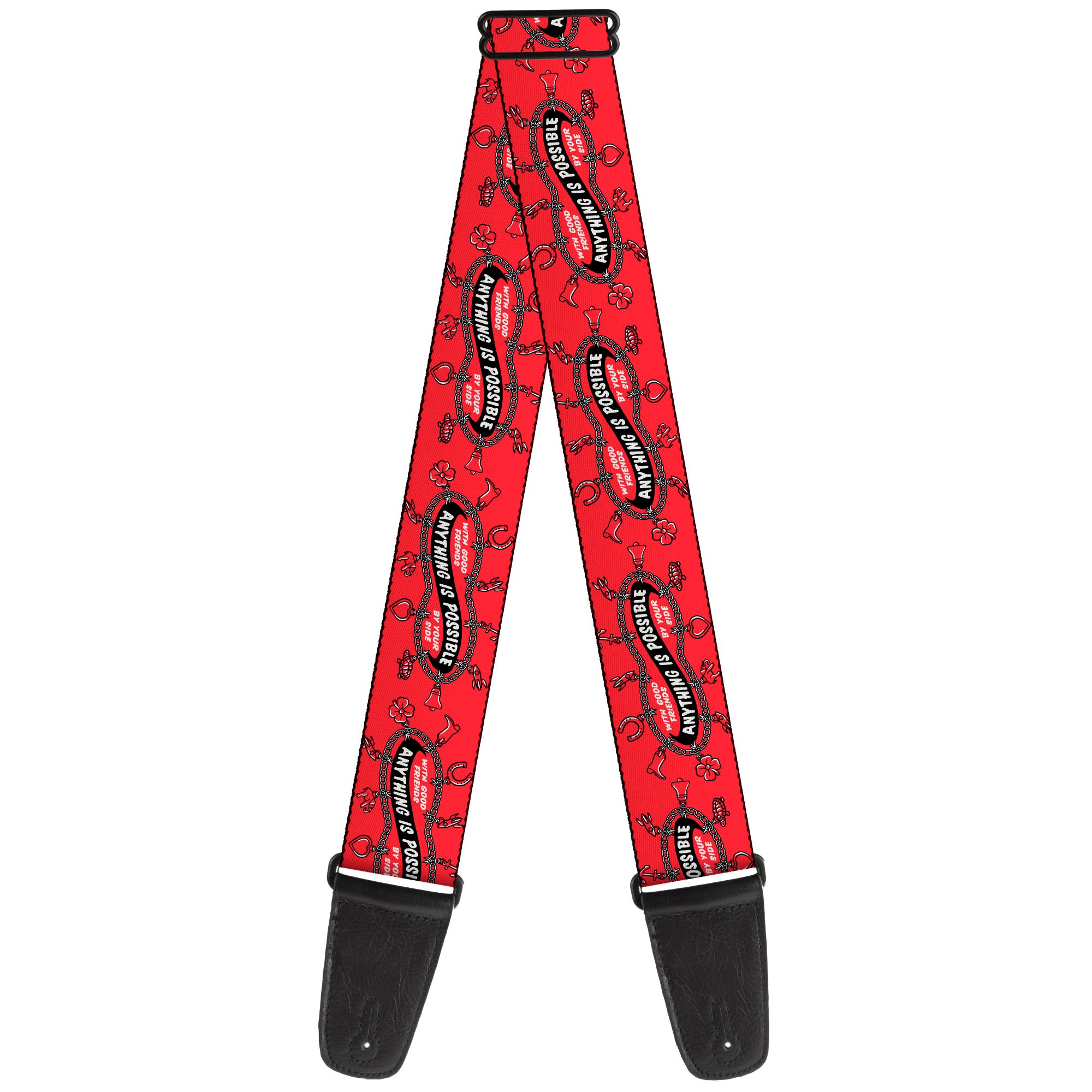 Guitar Strap - IT Welcome to Derry ANYTHING IS POSSIBLE Charm Bracelet Red/Black/White Guitar Straps IT