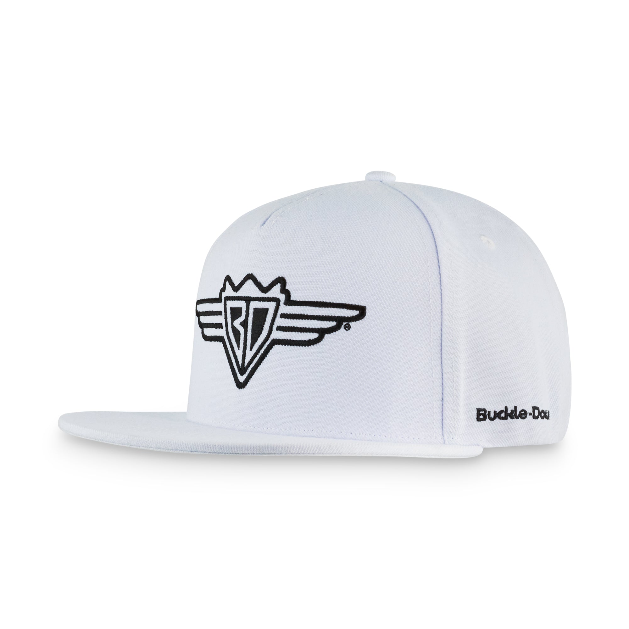 Fitted Hat - Buckle-Down Wings Logo White with Black Embroidery Hats Buckle-Down