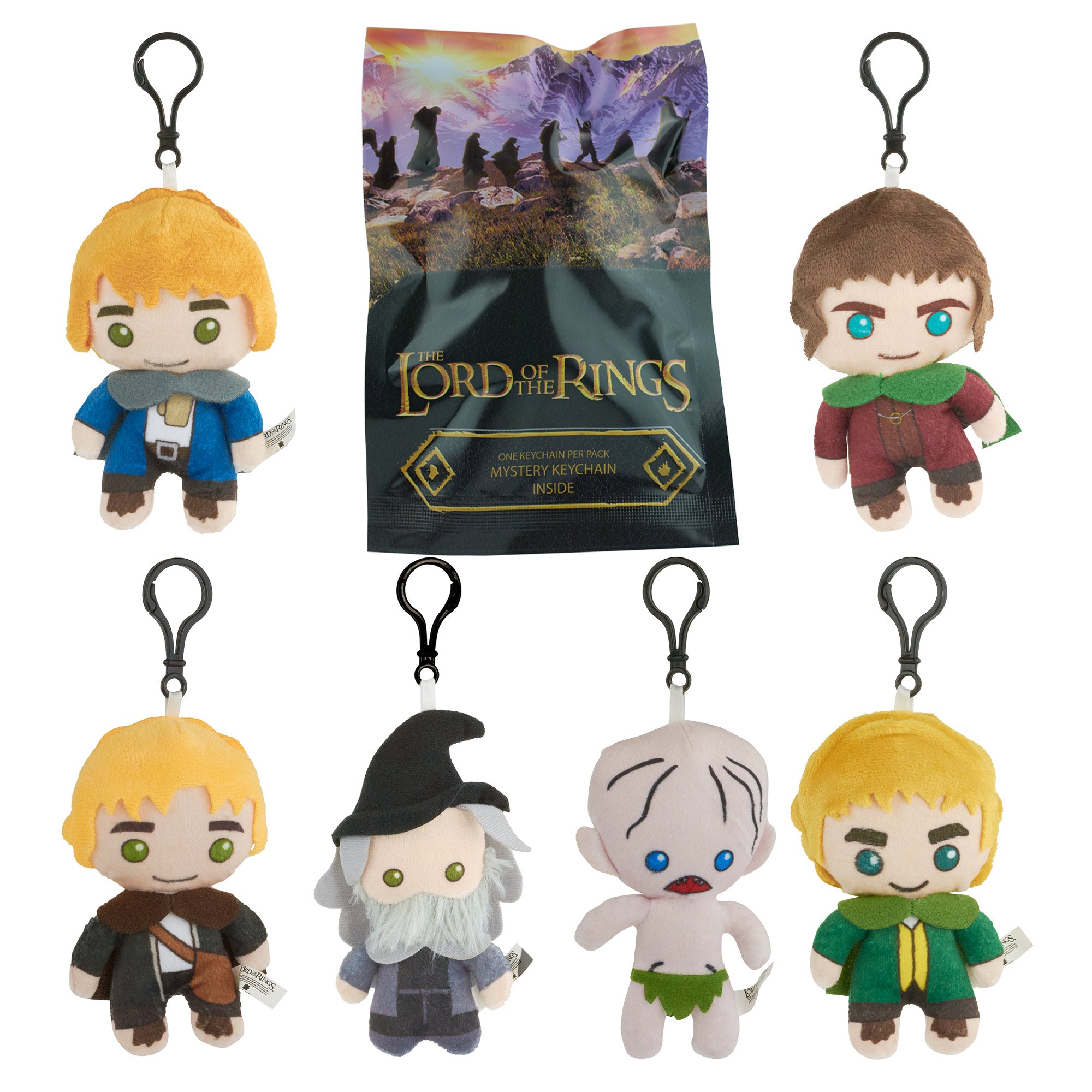 The Lord of the Rings Mystery Backpack Keychain Charm Blind Box Series, Gandalf, Gollum, Merry, Pippin, Frodo, or Samwise
