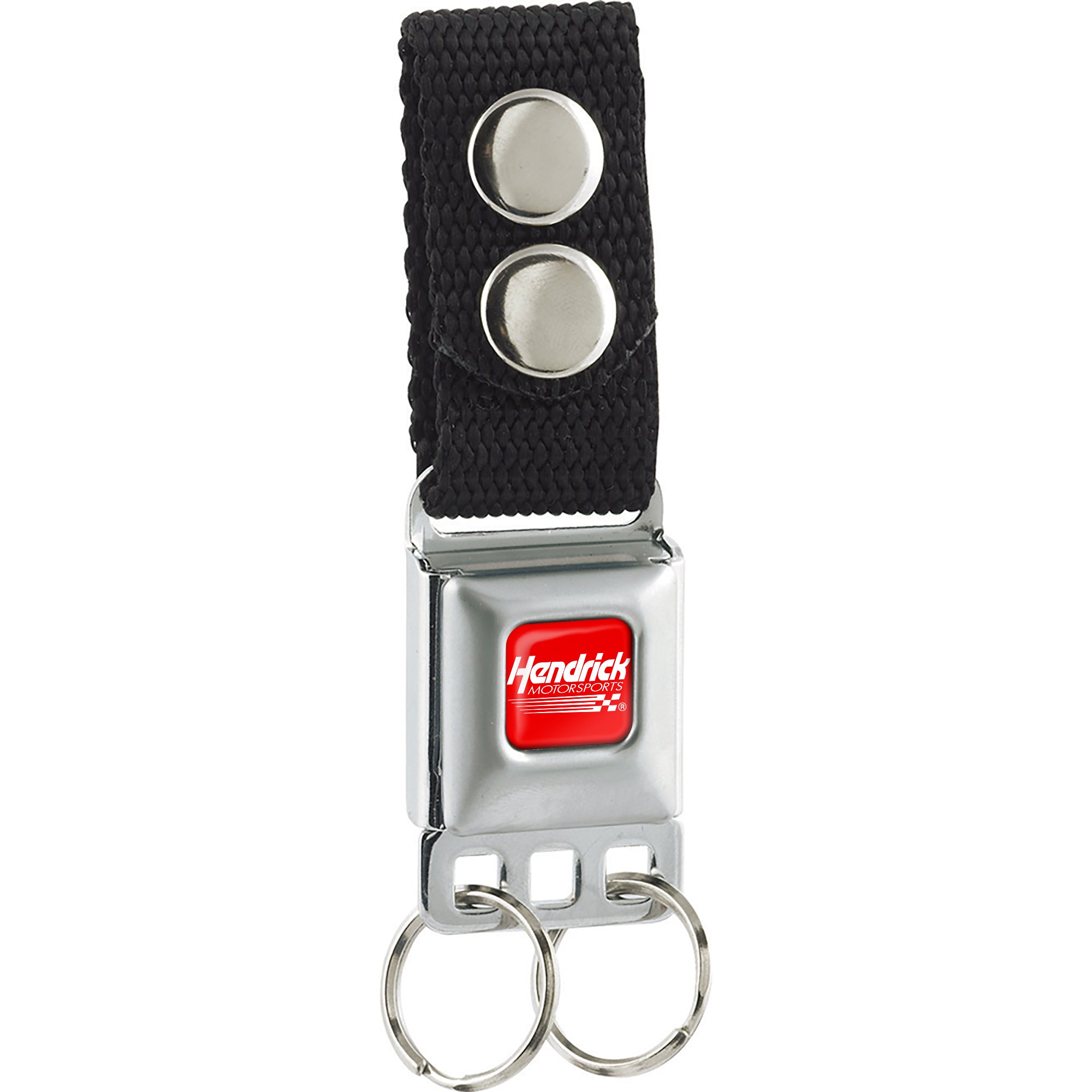 Keychain - HENDRICK MOTORSPORTS Checker Logo Full Color Red/White - Black Keychains Hendrick Motorsports