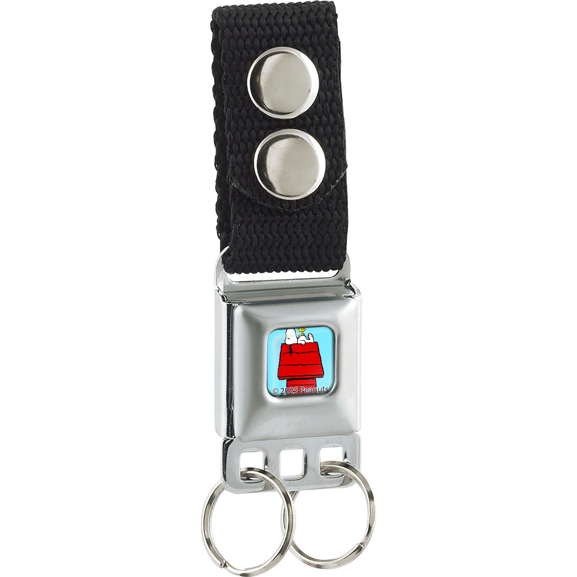 Keychain - Peanuts Snoopy Napping with Woodstock on Dog House Full Color Blue Keychains Peanuts