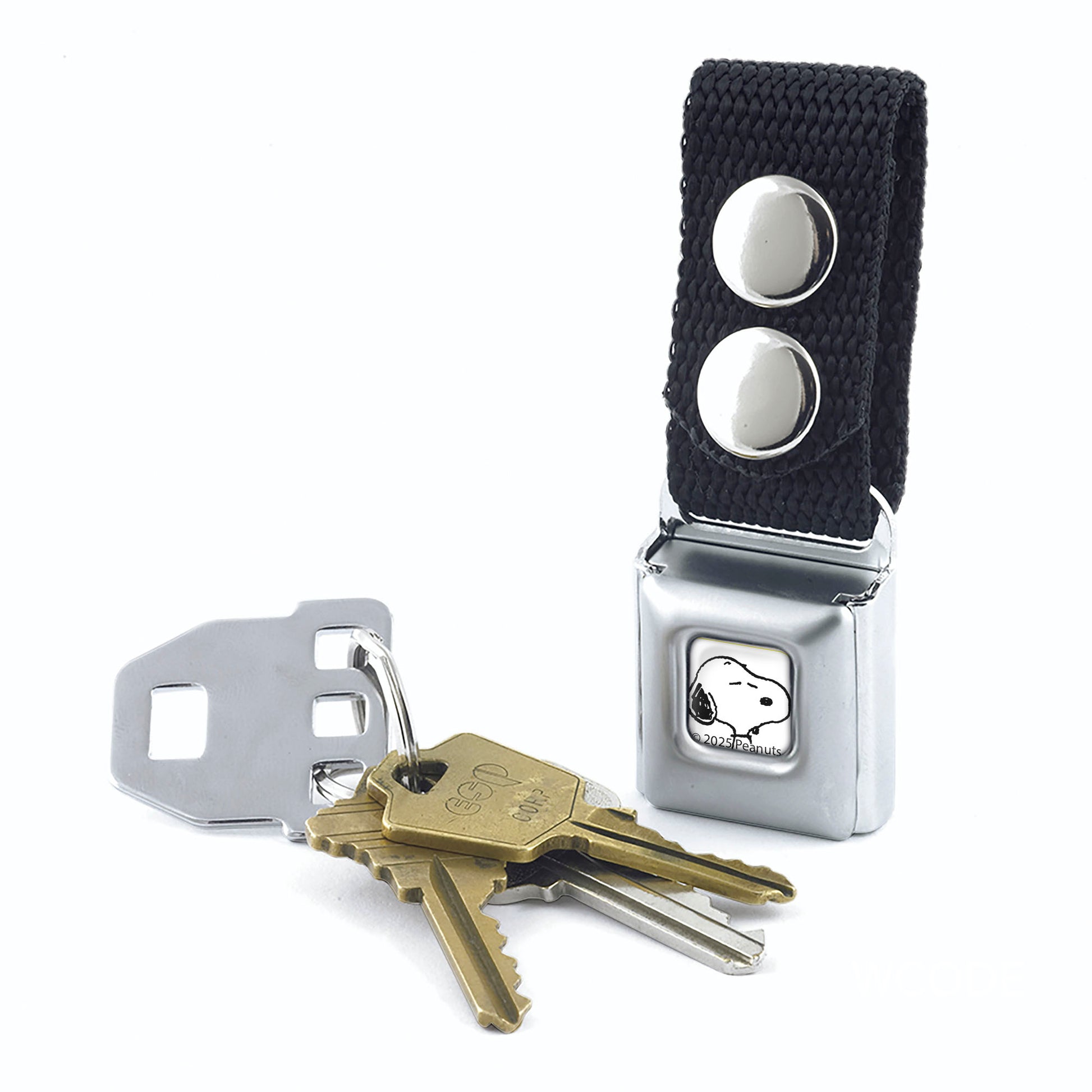 Keychain - Peanuts Snoopy Face Eyes Closed Full Color White Keychains Peanuts