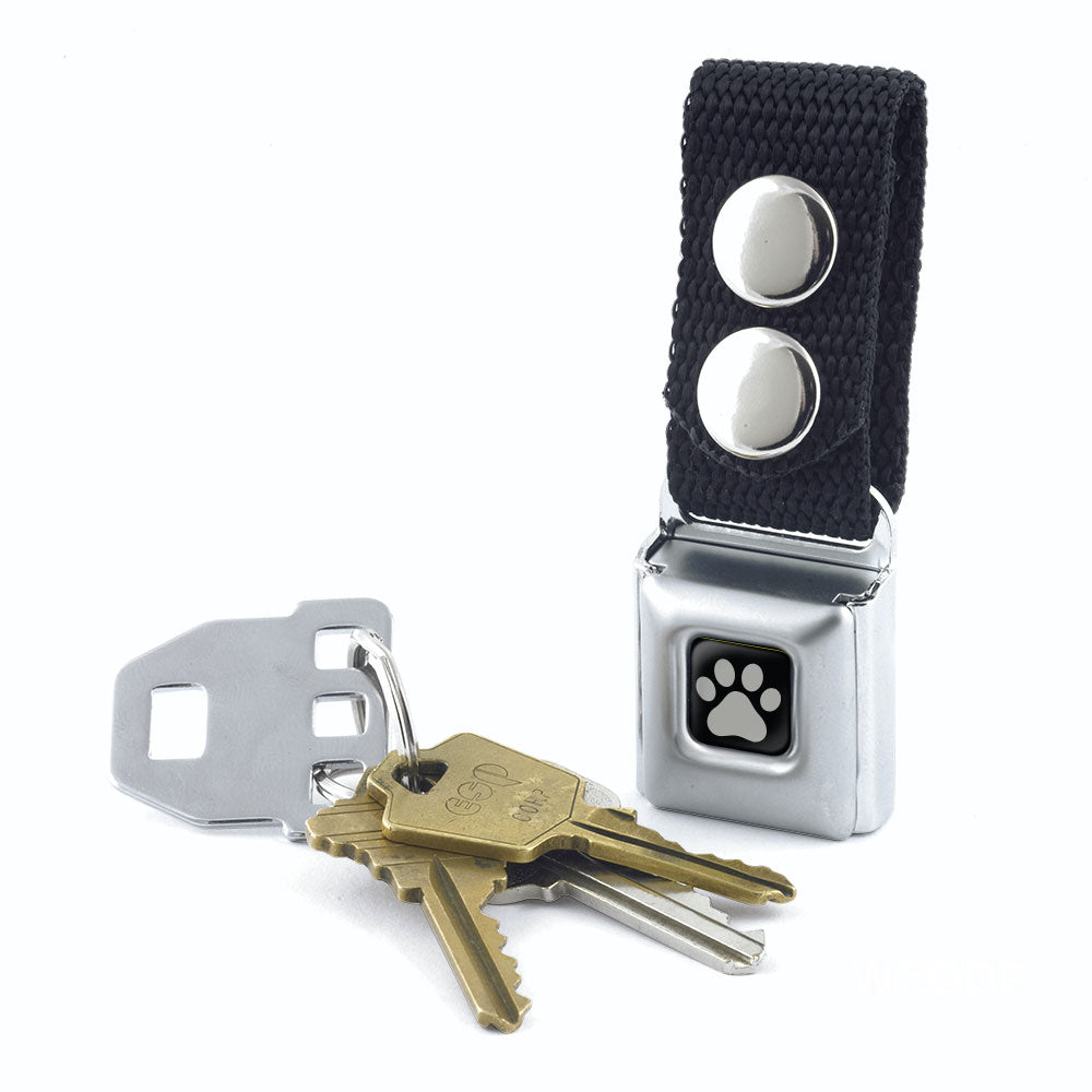 Paw Print Keychain - Black/Silver - Black Webbing Keychains Buckle-Down