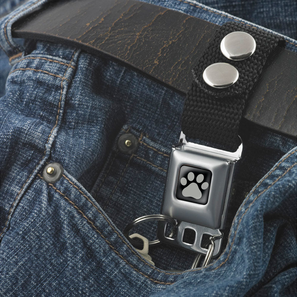 Paw Print Keychain - Black/Silver - Black Webbing Keychains Buckle-Down