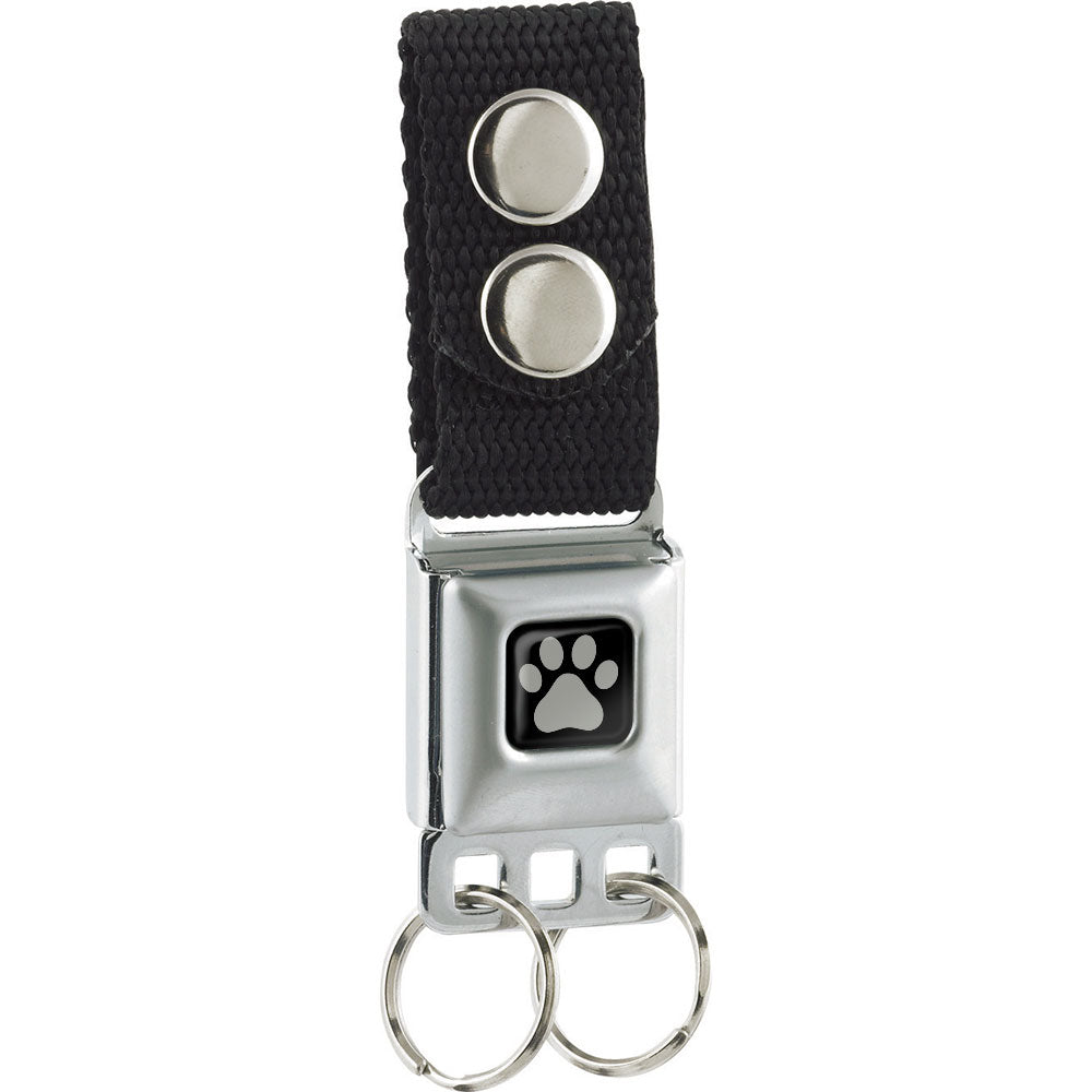 Paw Print Keychain - Black/Silver - Black Webbing Keychains Buckle-Down