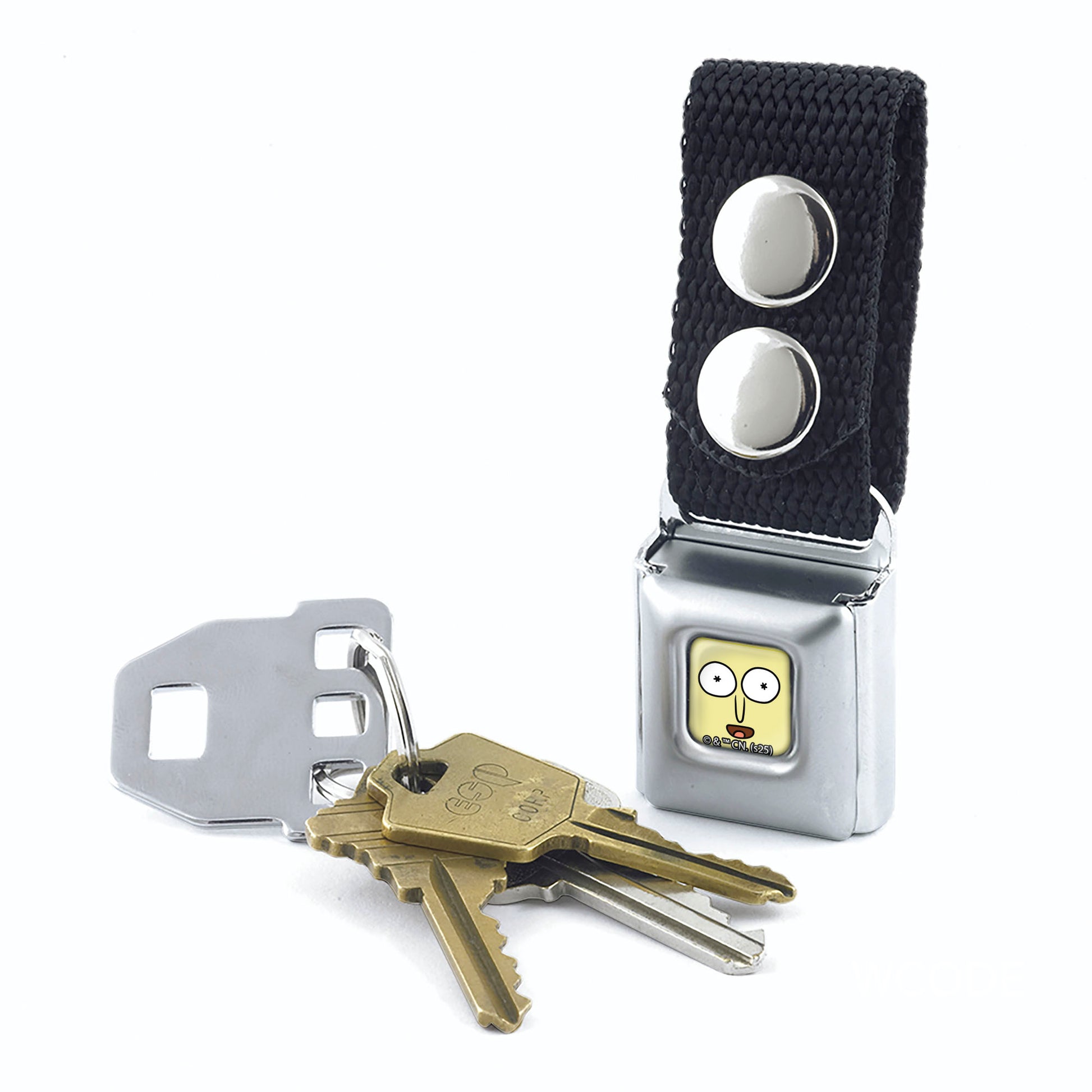 Keychain - Mr. Poopy Butthole Face Close-Up Full Color Yellow Keychains Rick and Morty