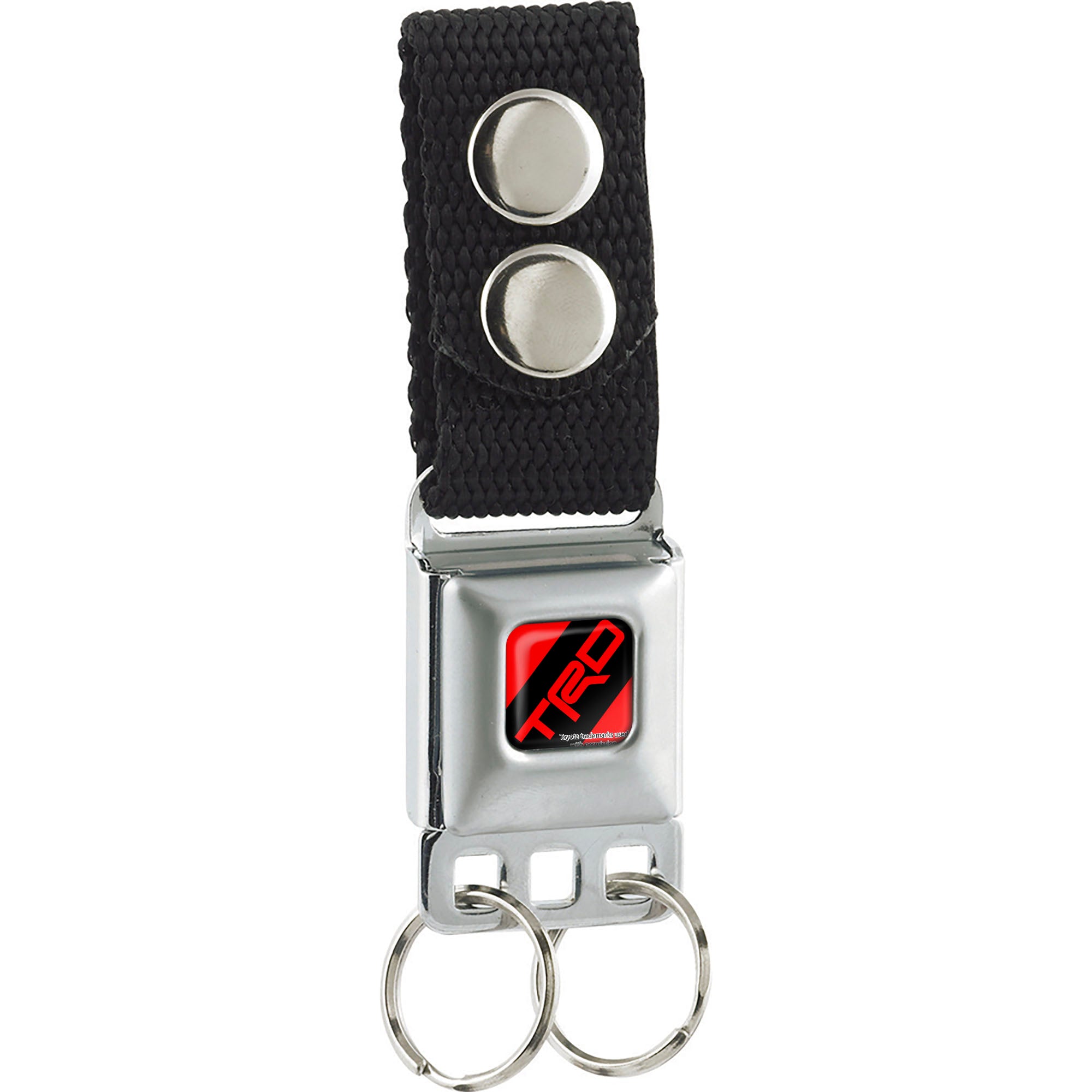 Keychain - Toyota Racing Development TRD Stripe Logo Full Color Red/Black - Black Webbing Keychains Toyota