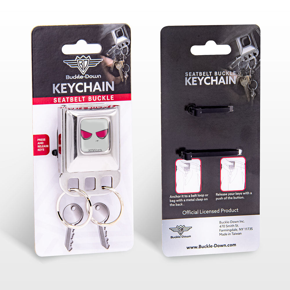 Keyholder - Invader GIR Red Eyes Face Close-Up Full Color Gray Key Holders Invader Zim