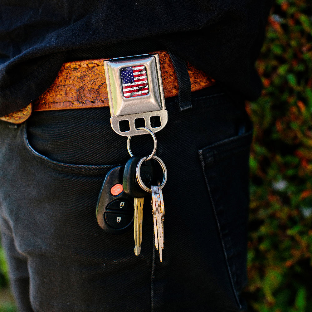 Keyholder - American Flag Distressed Full Color Red/White/Blue/Black Key Holders Buckle-Down