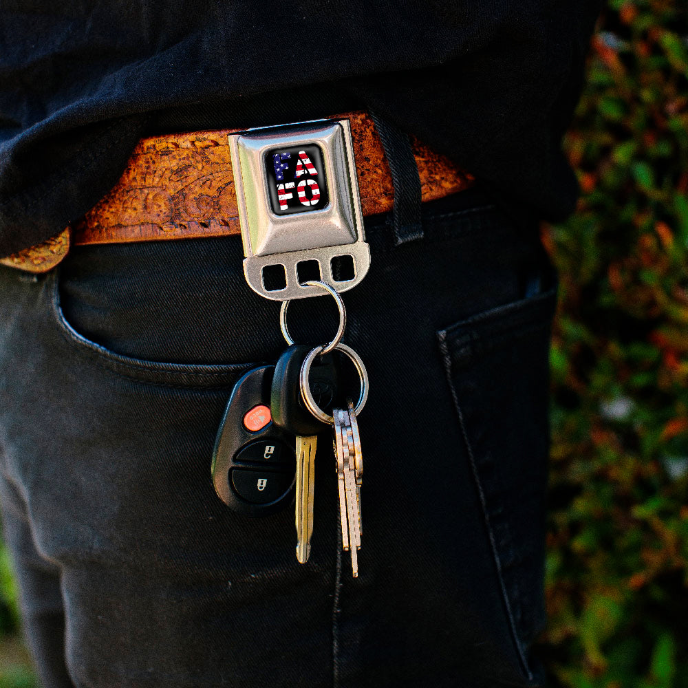 Keyholder - FAFO Americana Text Distressed Full Color Black/Blue/White/Red Key Holders Buckle-Down