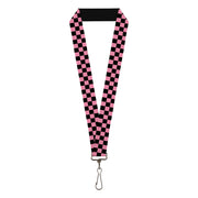 Lanyard - 1.0" - Checker Black Pink Lanyards Buckle-Down
