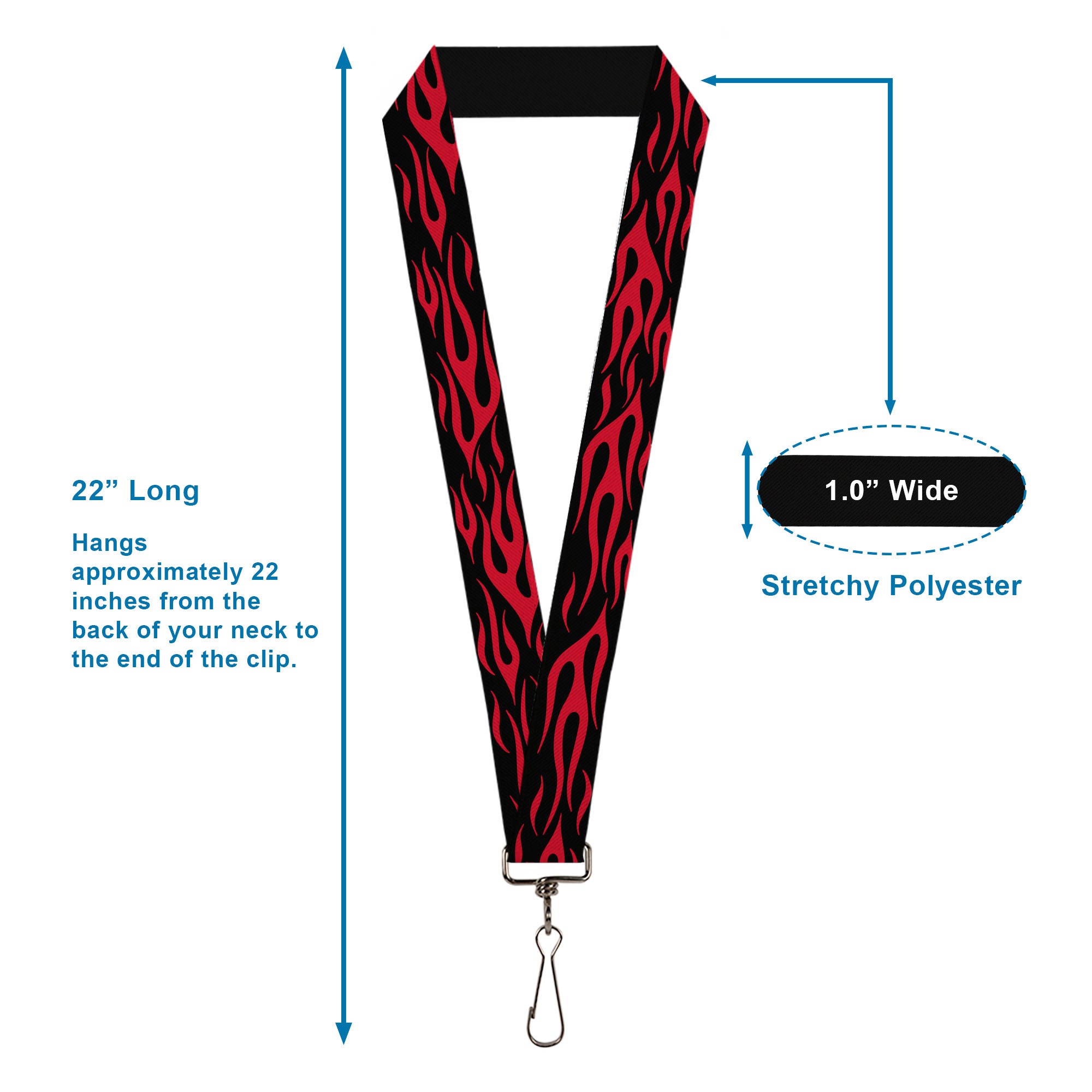 Lanyard - 1.0" - Flame Red Lanyards Buckle-Down