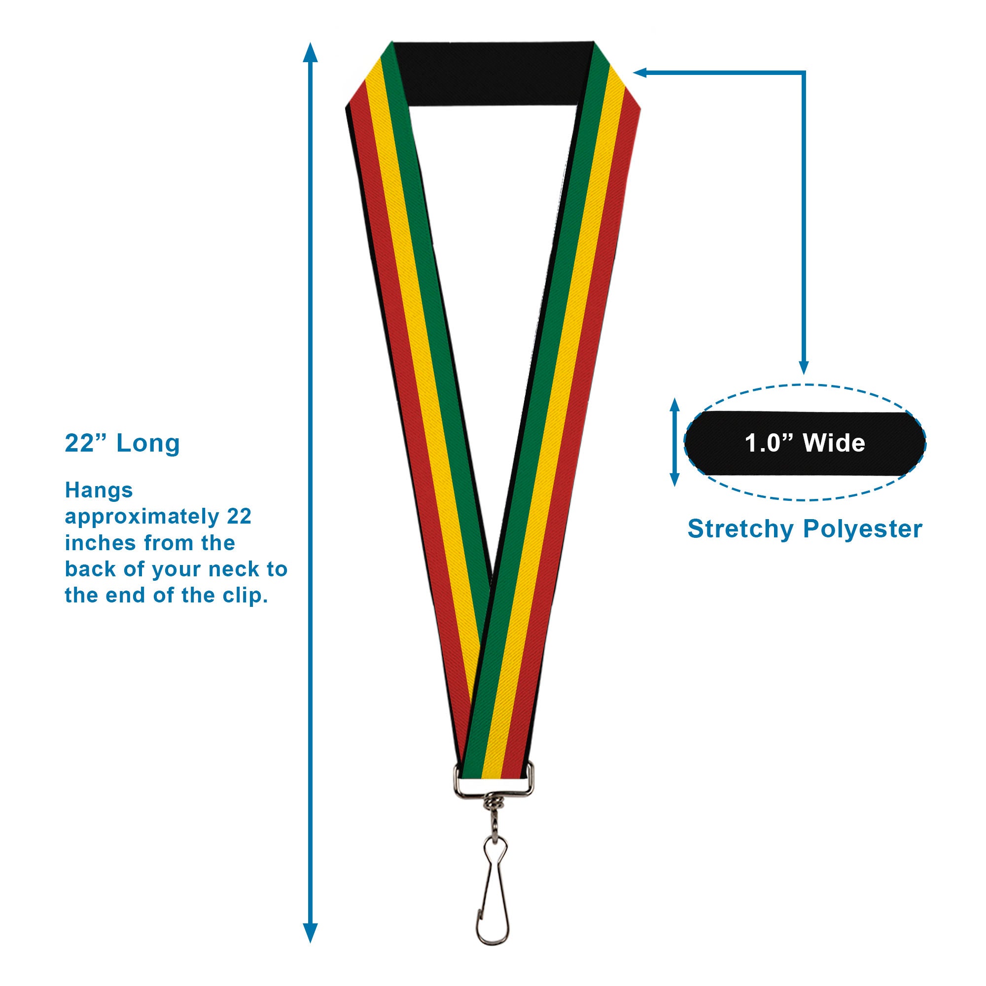 Lanyard - 1.0" - Rasta Lanyards Buckle-Down