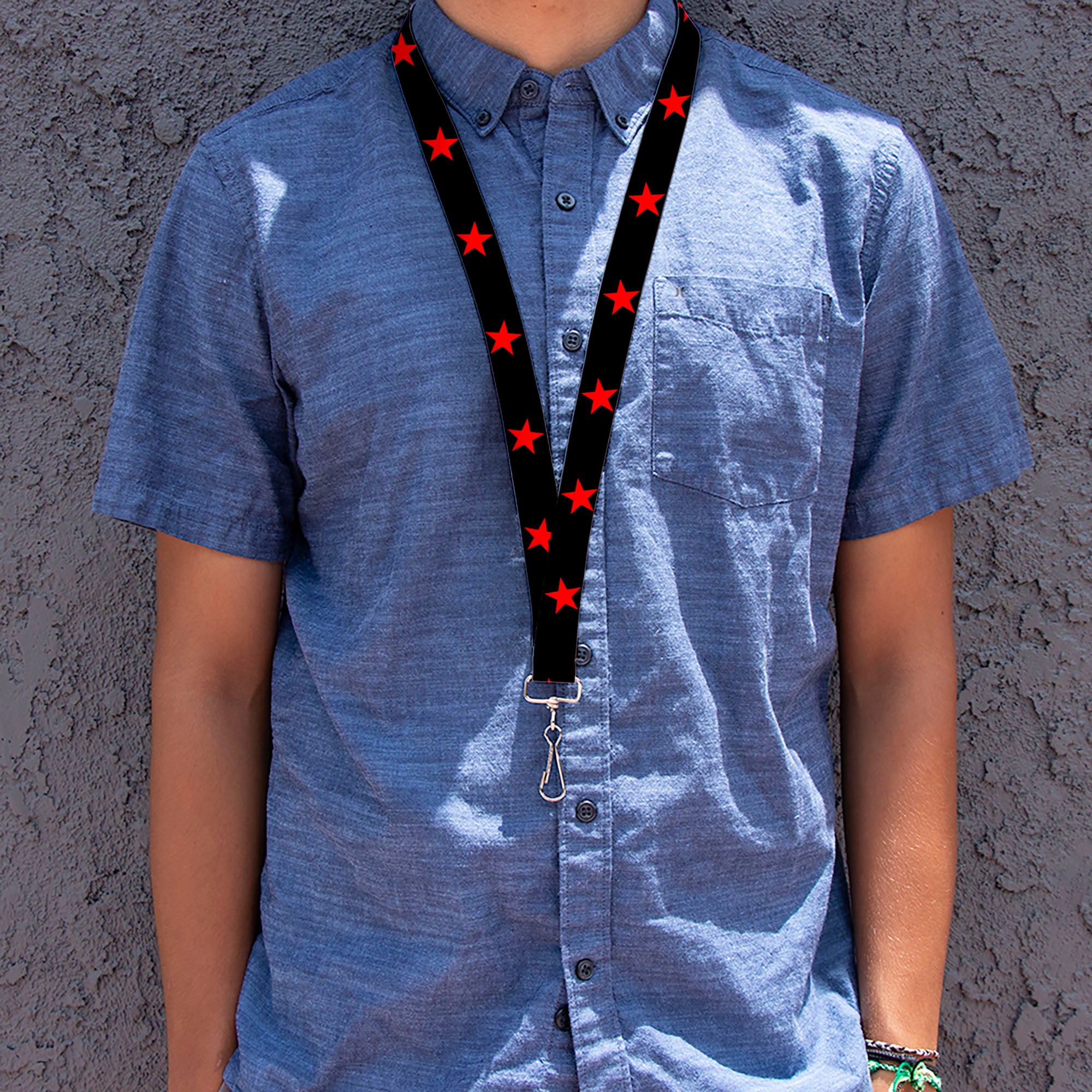 Lanyard - 1.0" - Star Black Red Lanyards Buckle-Down