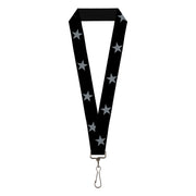 Lanyard - 1.0" - Star Black Silver Lanyards Buckle-Down