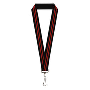 Lanyard - 1.0" - Stripe Black Red Lanyards Buckle-Down