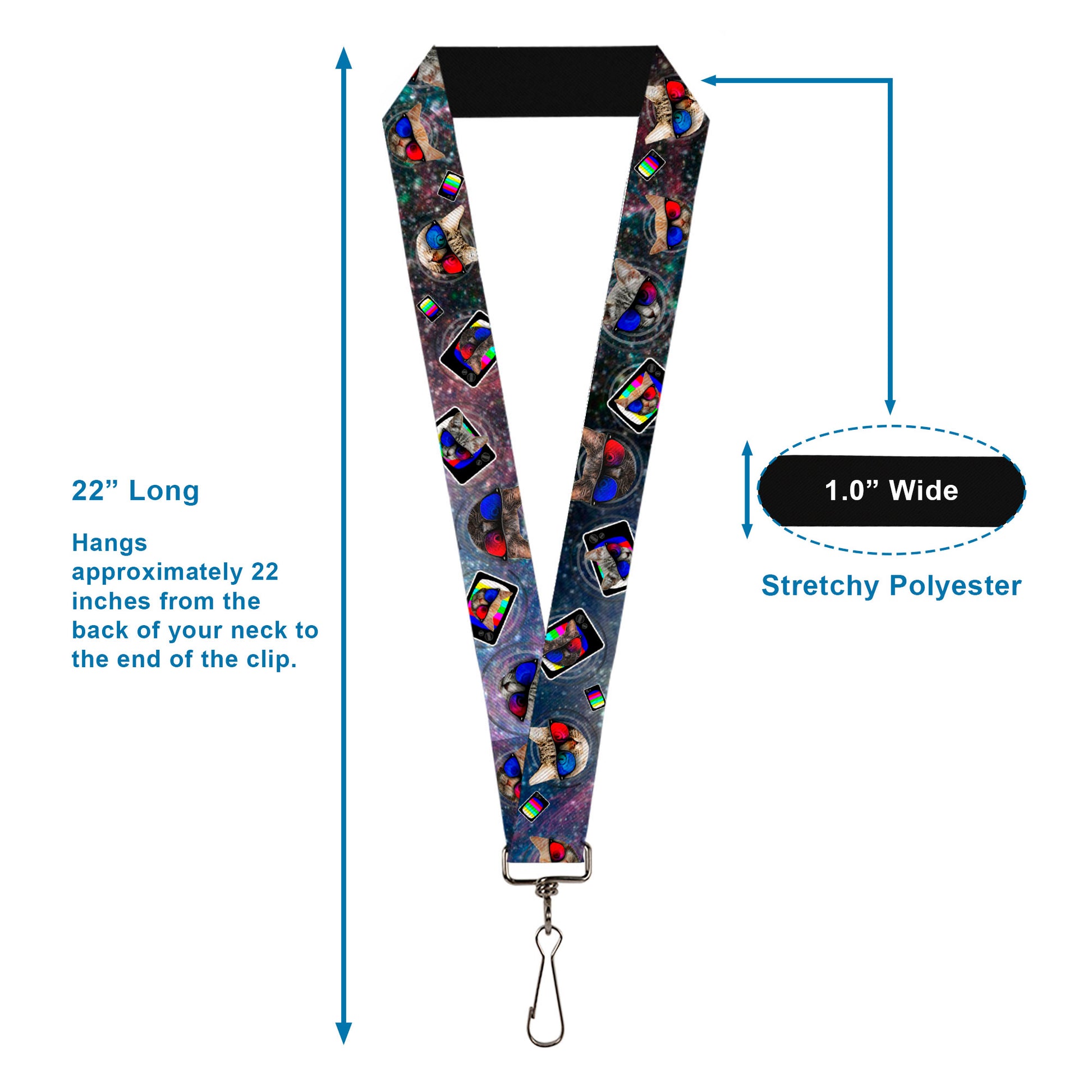 Lanyard - 1.0" - 3-D TV Cats in Space Lanyards Buckle-Down