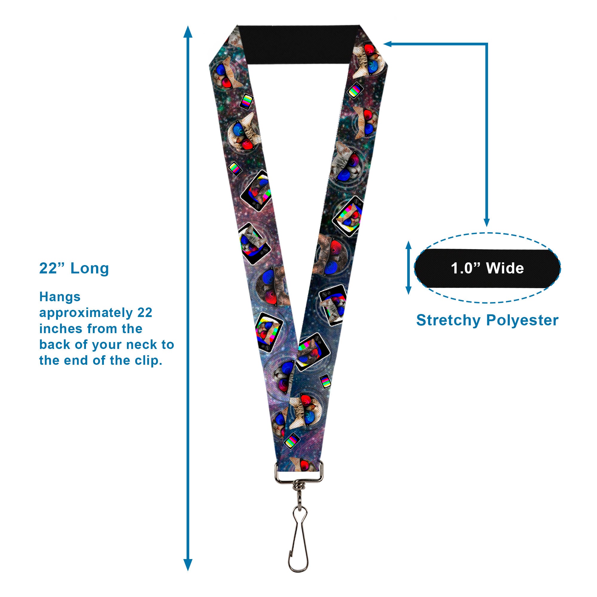 Lanyard - 1.0" - 3-D TV Cats in Space Lanyards Buckle-Down