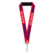 Lanyard - 1.0" - MERICA FUCK YEAH! Star Red Blue White Lanyards Buckle-Down