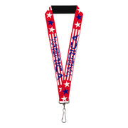 Lanyard - 1.0" - MERICA Stripes Stars Red White Blue Lanyards Buckle-Down