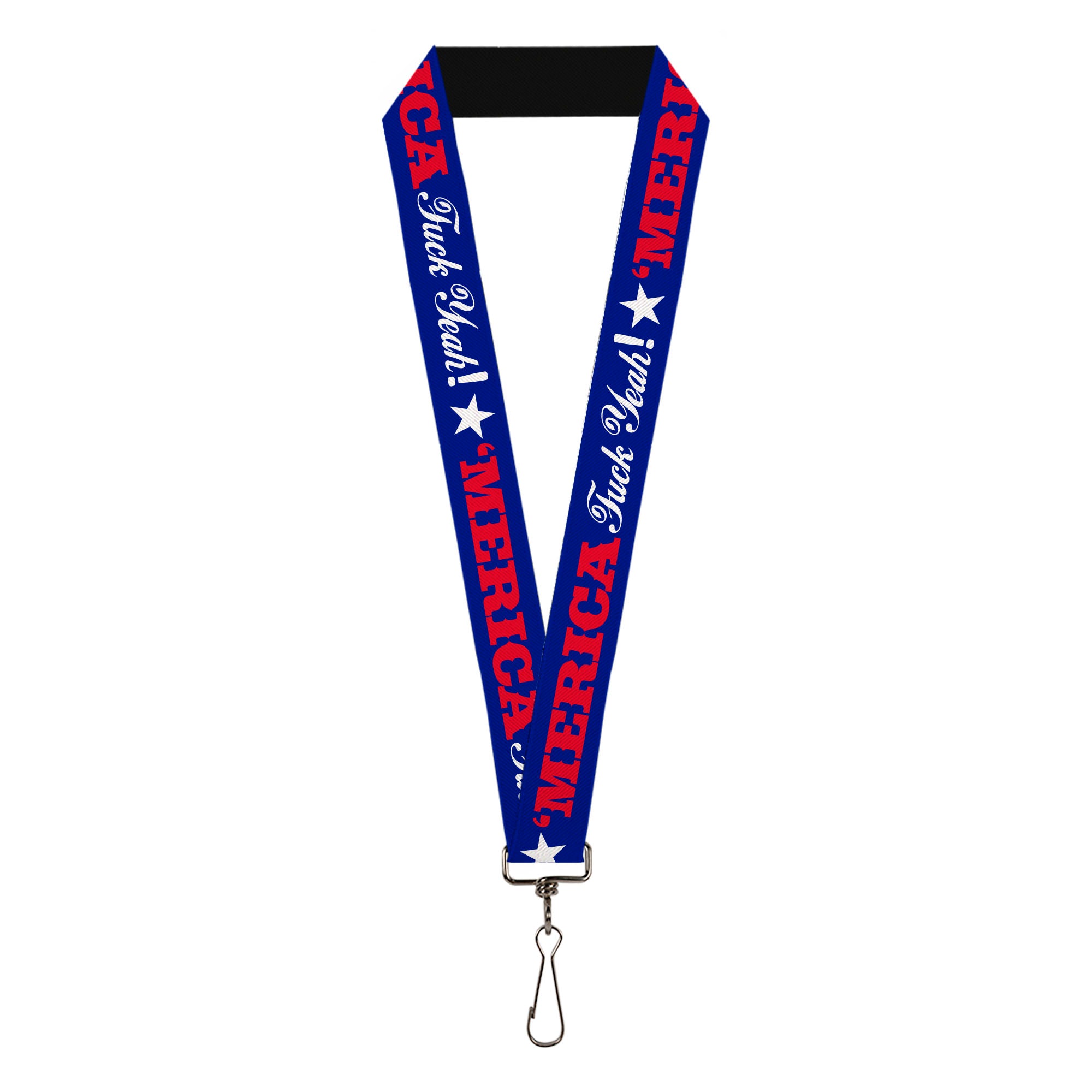 Lanyard - 1.0" - MERICA FUCK YEAH! Star Blue Red White Lanyards Buckle-Down