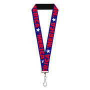 Lanyard - 1.0" - MERICA Star Blue Red White Lanyards Buckle-Down