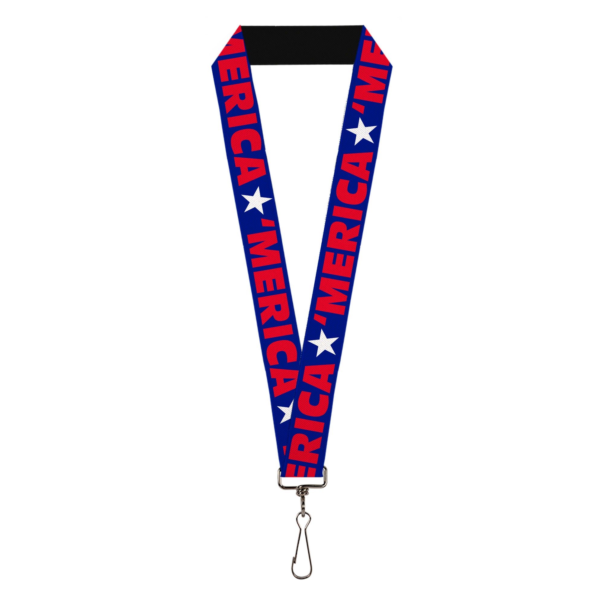 Lanyard - 1.0" - MERICA Star Blue Red White Lanyards Buckle-Down