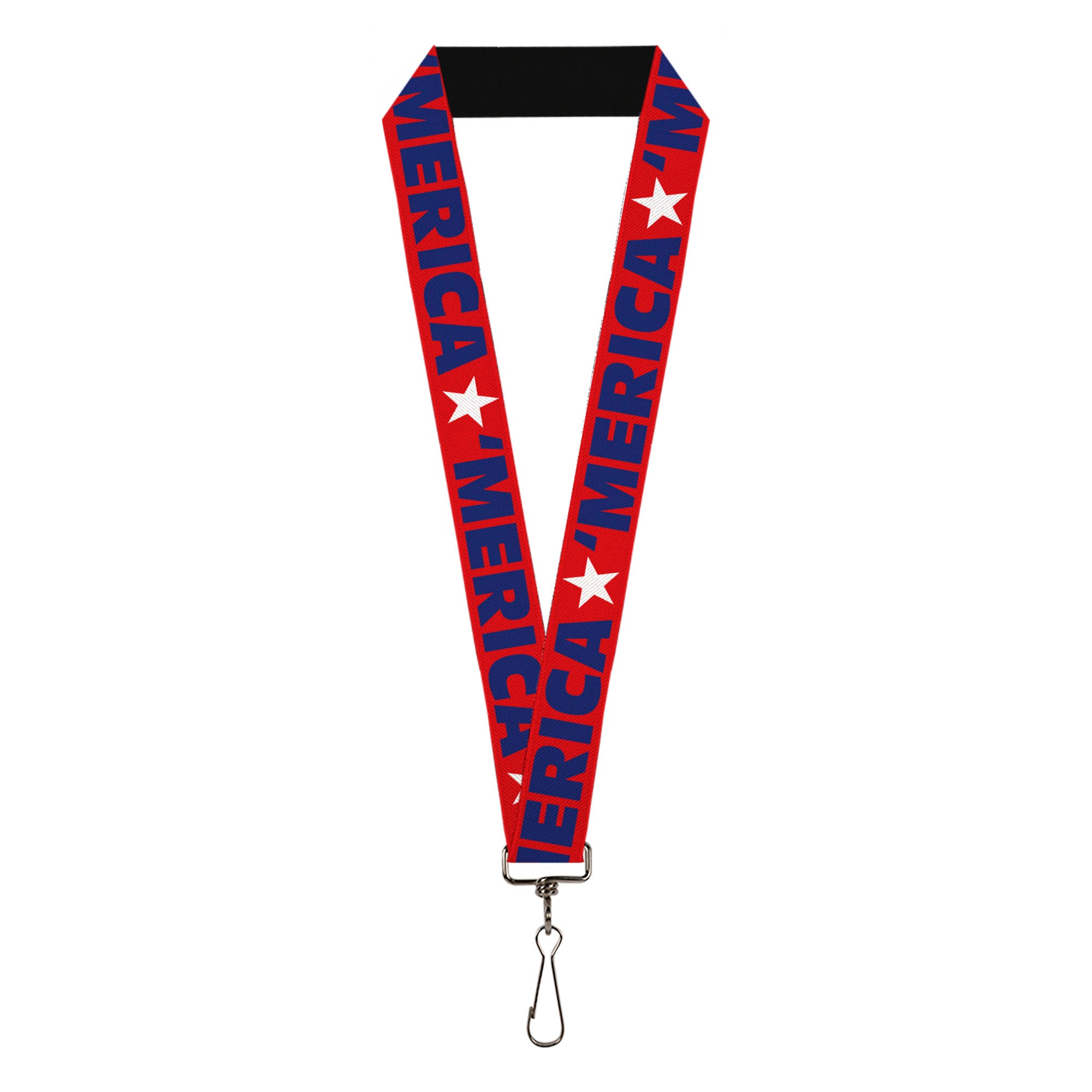 Lanyard - 1.0" - MERICA Star Red Blue White Lanyards Buckle-Down
