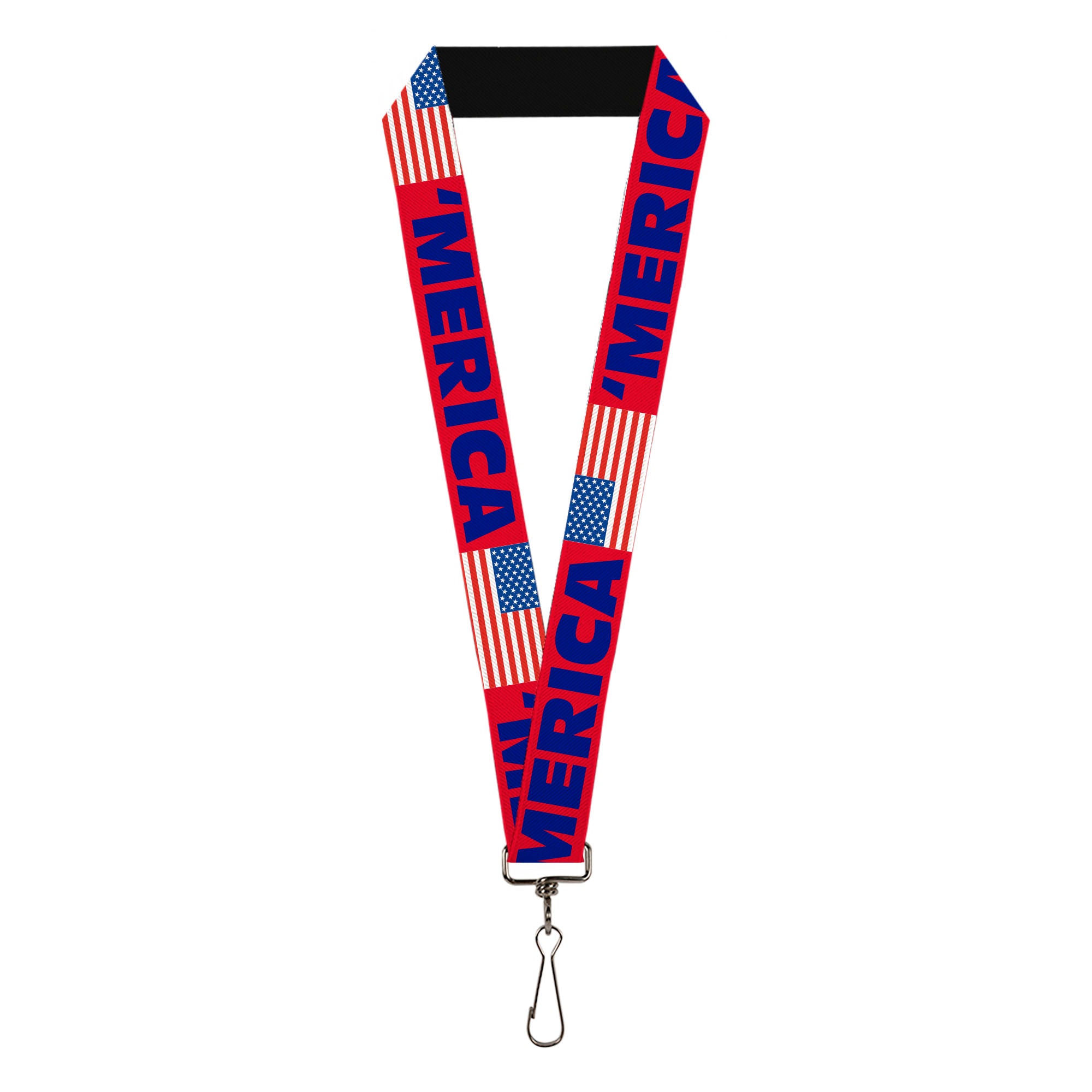 Lanyard - 1.0" - MERICA US Flag Red Blue White Lanyards Buckle-Down