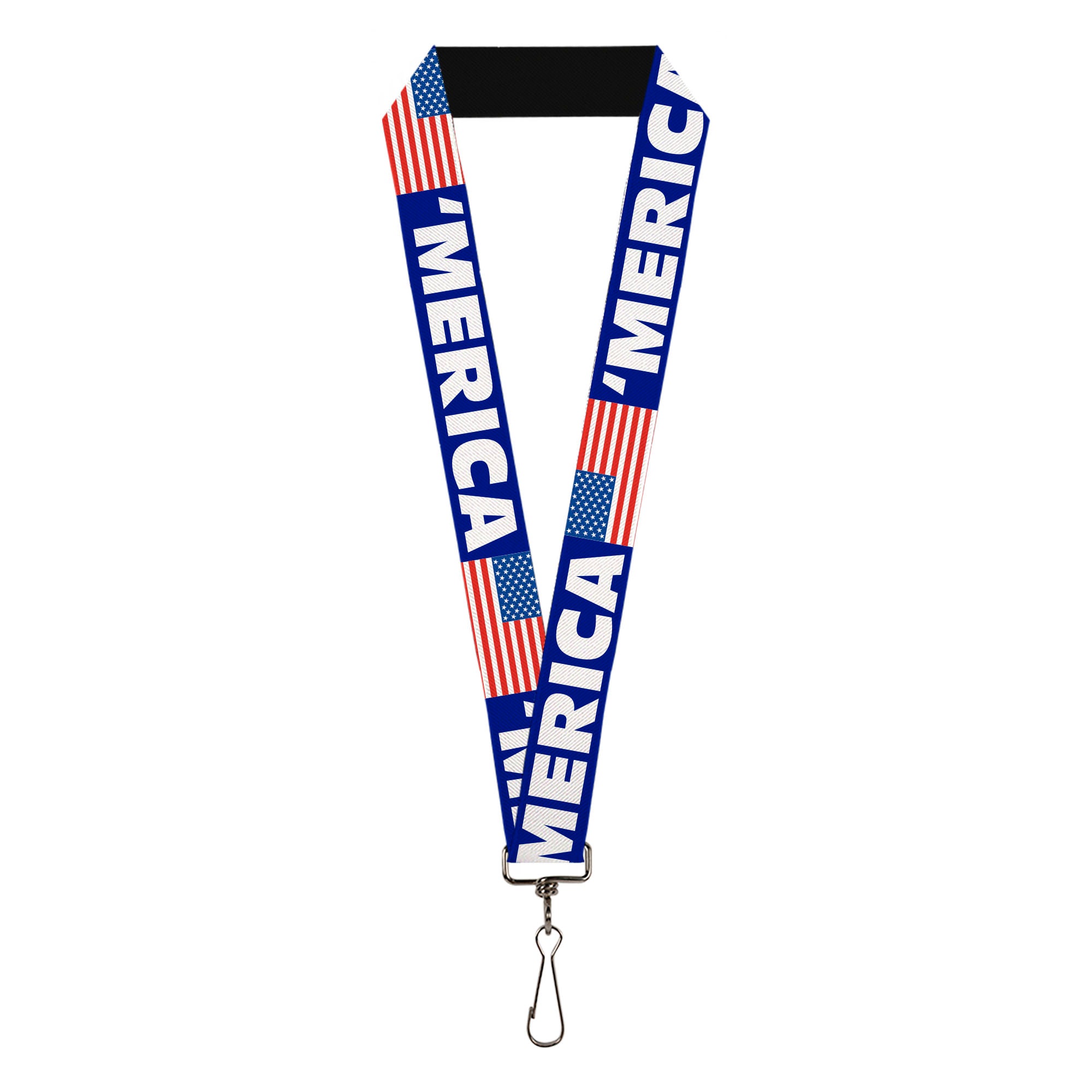 Lanyard - 1.0" - MERICA US Flag Blue White Red Lanyards Buckle-Down