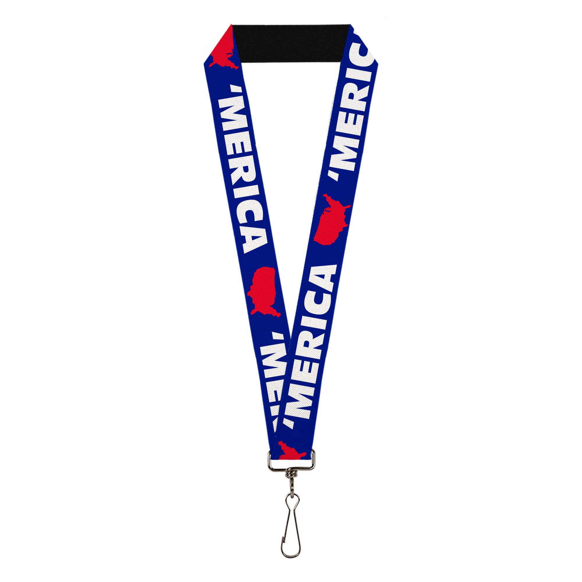 Lanyard - 1.0" - MERICA USA Silhouette Blue White Red Lanyards Buckle-Down