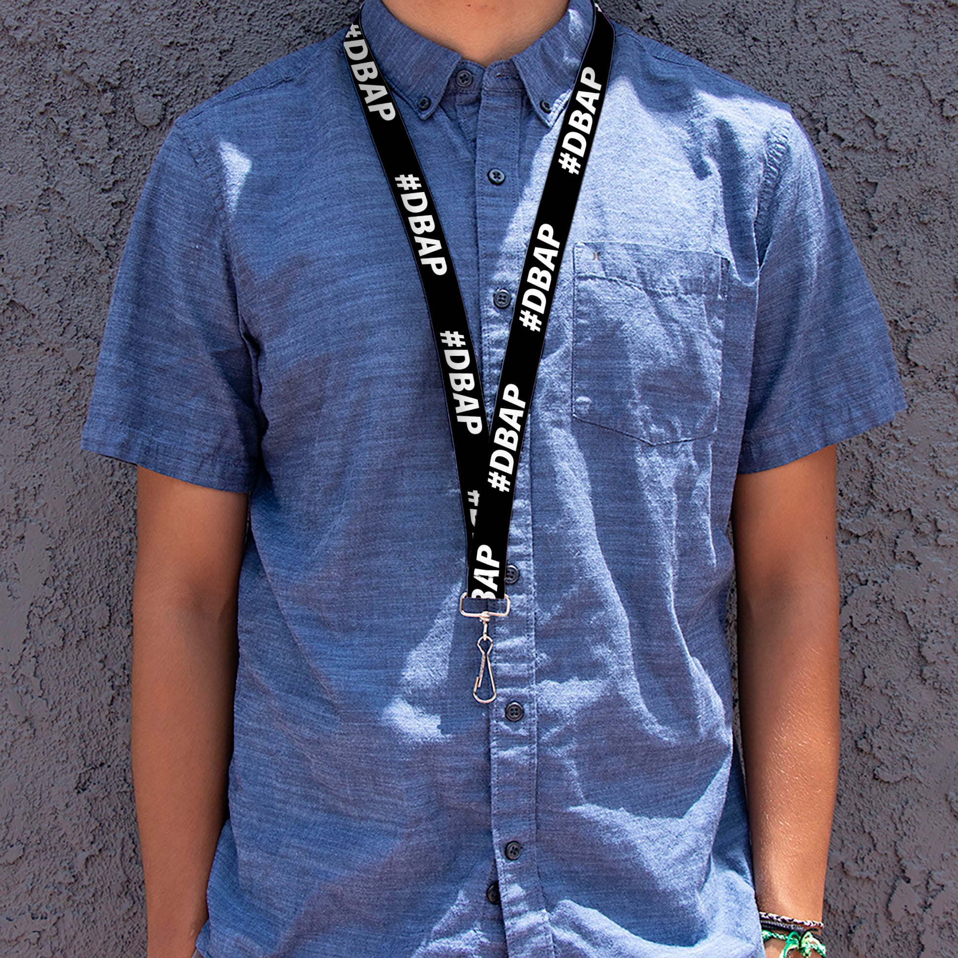 Lanyard - 1.0" - #DBAP Hash Tag Text Black/White Lanyards Buckle-Down