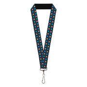 Lanyard - 1.0" - Argyle Black Gray Turquoise Lanyards Buckle-Down