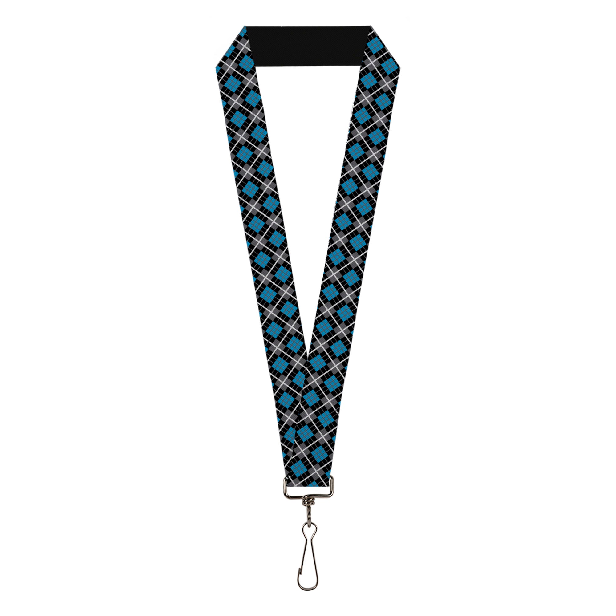 Lanyard - 1.0" - Argyle Black Gray Turquoise Lanyards Buckle-Down