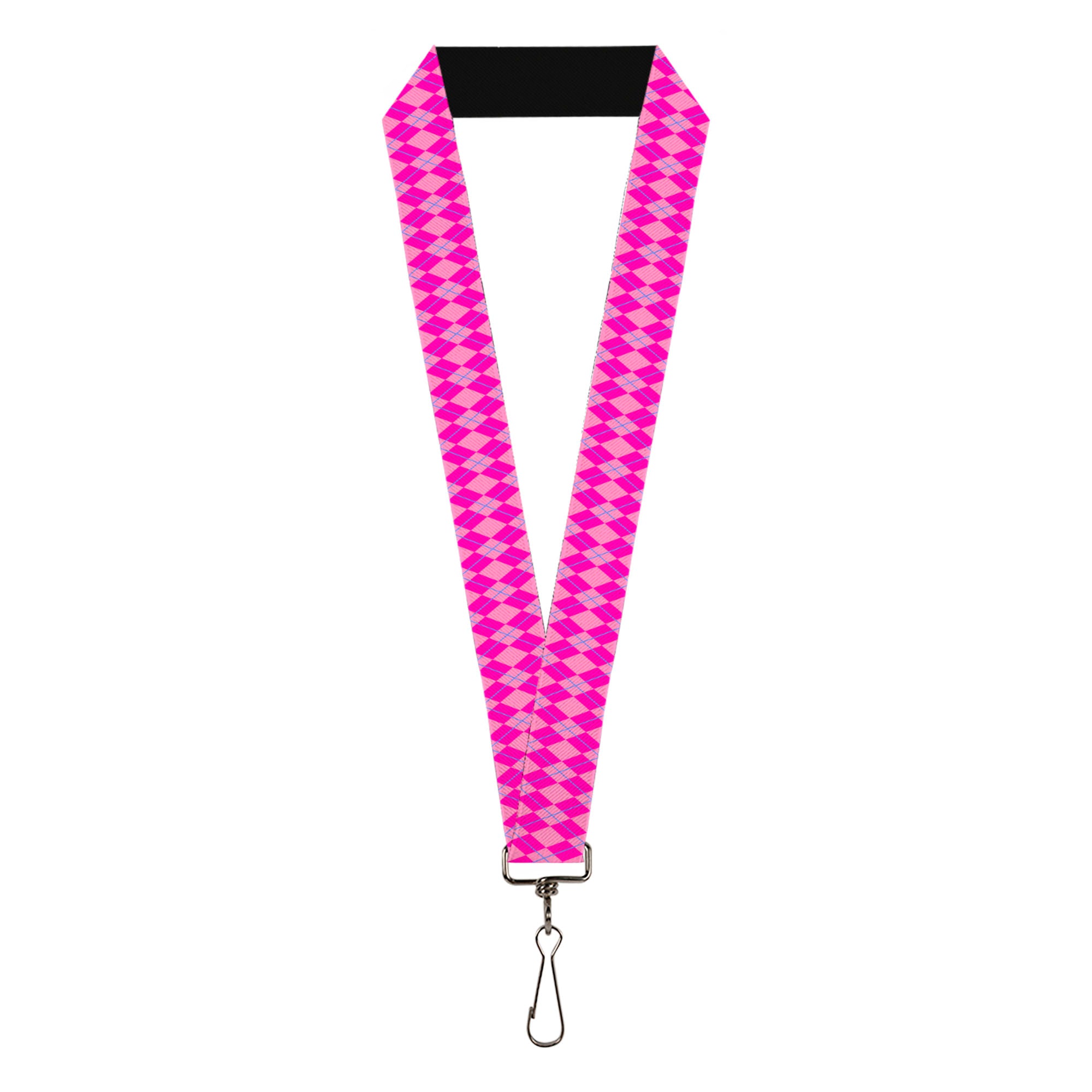 Lanyard - 1.0" - Argyle Pink Fuchsia Blue Lanyards Buckle-Down