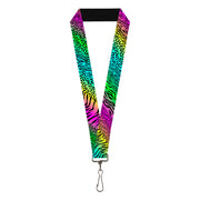 Lanyard - 1.0" - Animal Skins Rainbow Black Lanyards Buckle-Down