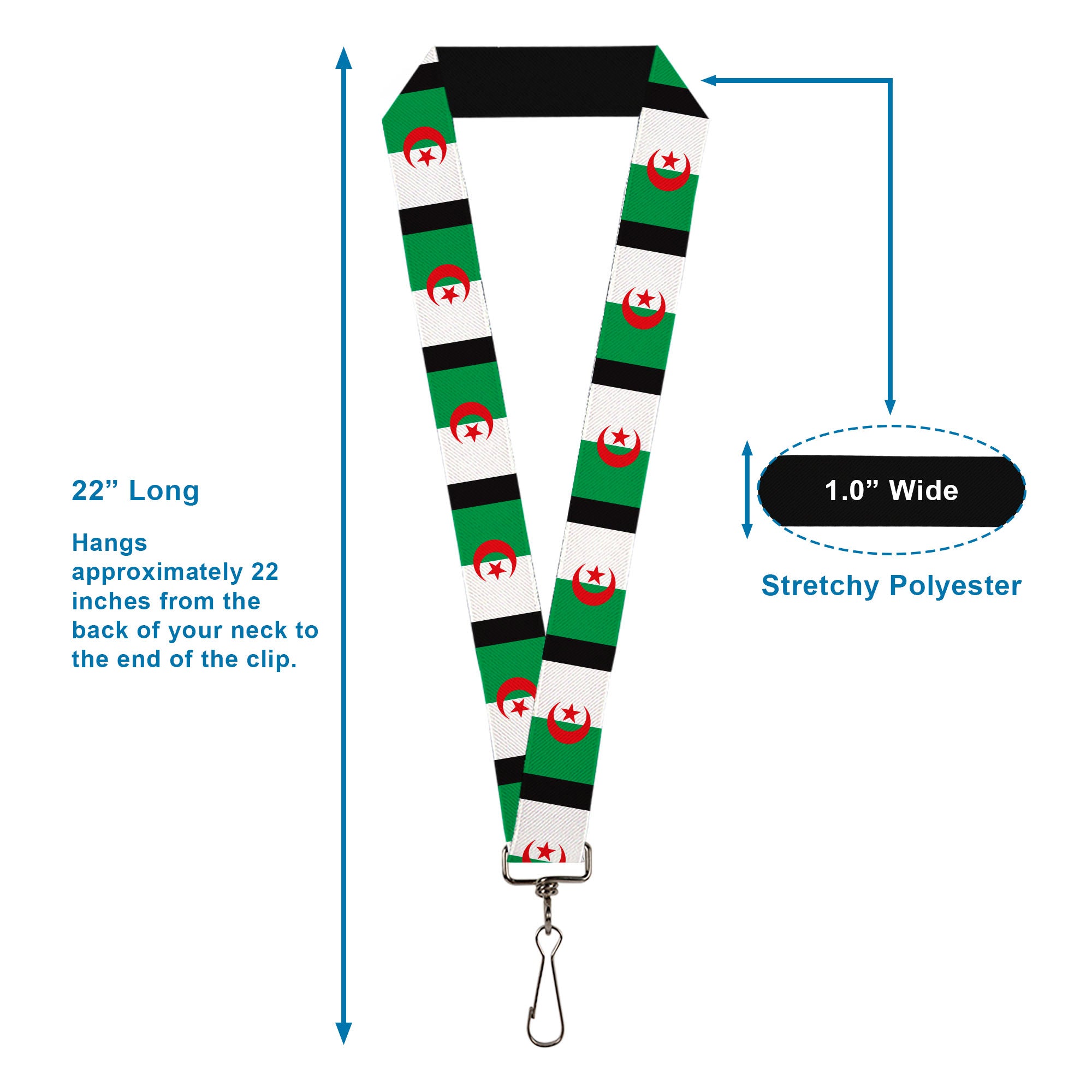 Lanyard - 1.0" - Algeria Flags Lanyards Buckle-Down