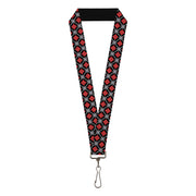 Lanyard - 1.0" - Argyle Black Gray Red Lanyards Buckle-Down