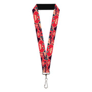 Lanyard - 1.0" - Angry Bunnies CLOSE-UP Purple Red Blue Lanyards Buckle-Down